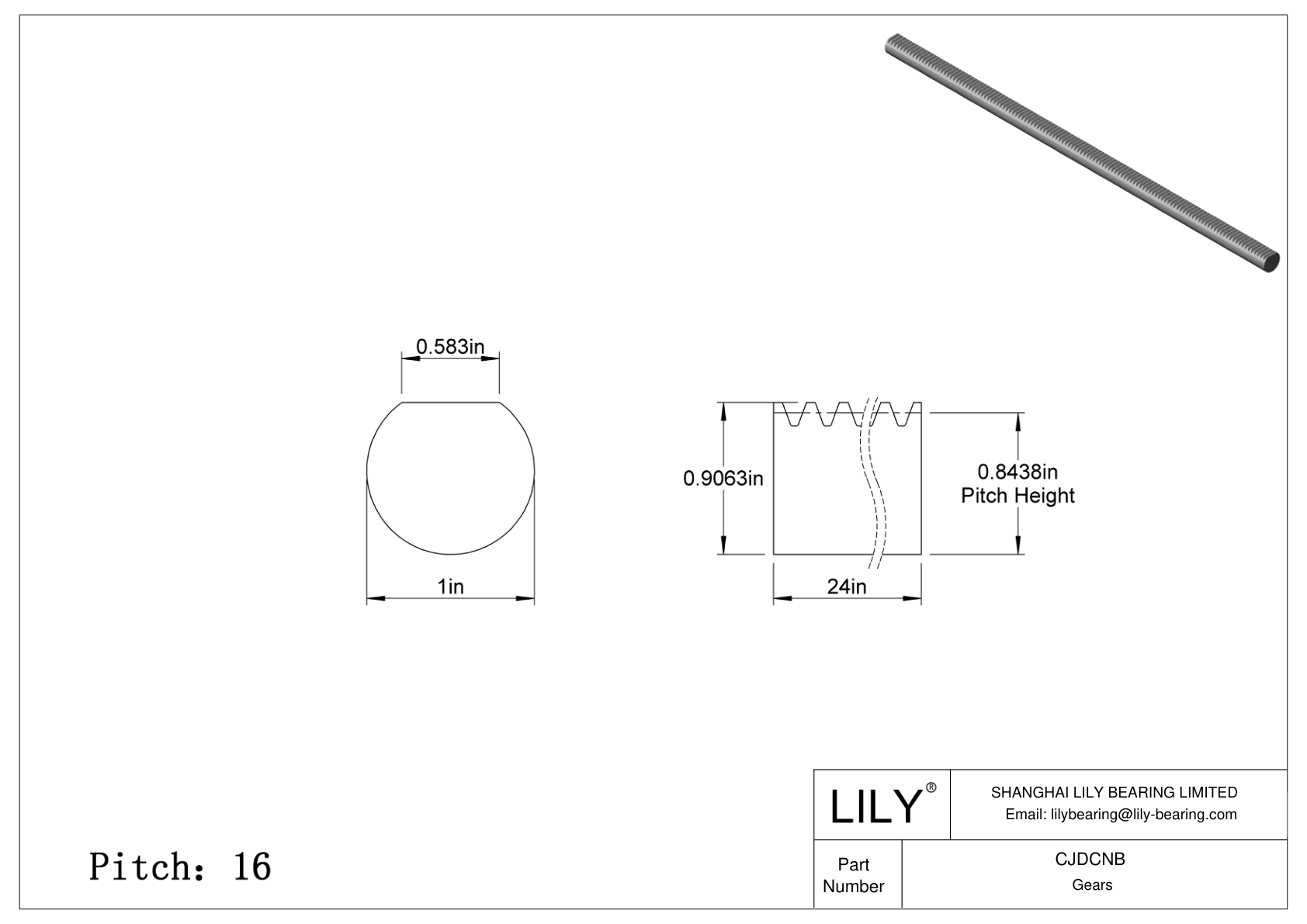 CJDCNB 金属英制圆形齿轮齿条 - 20° 压力角 cad drawing