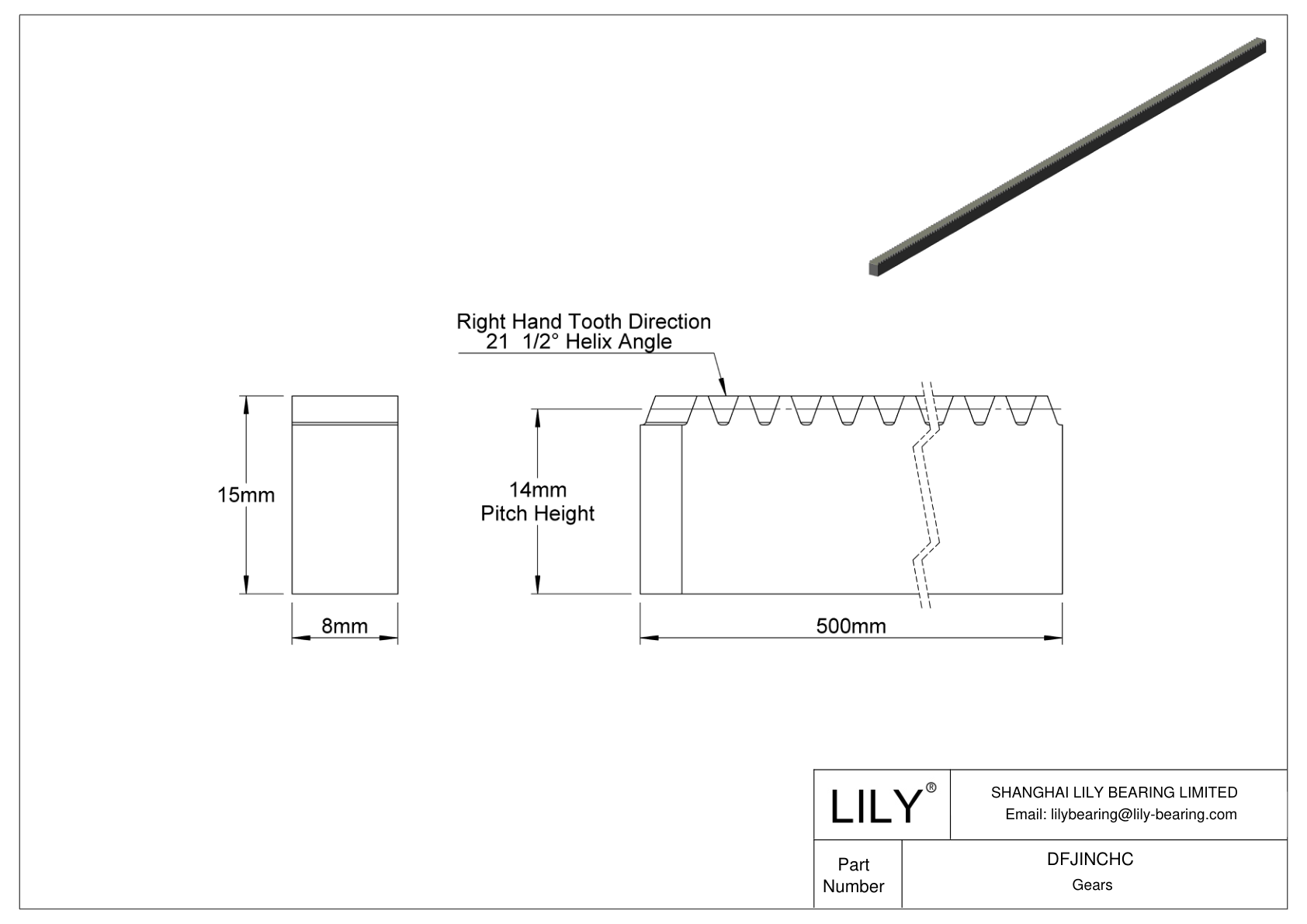 DFJINCHC Cremallera métrica - Ángulo de presión de 20 cad drawing