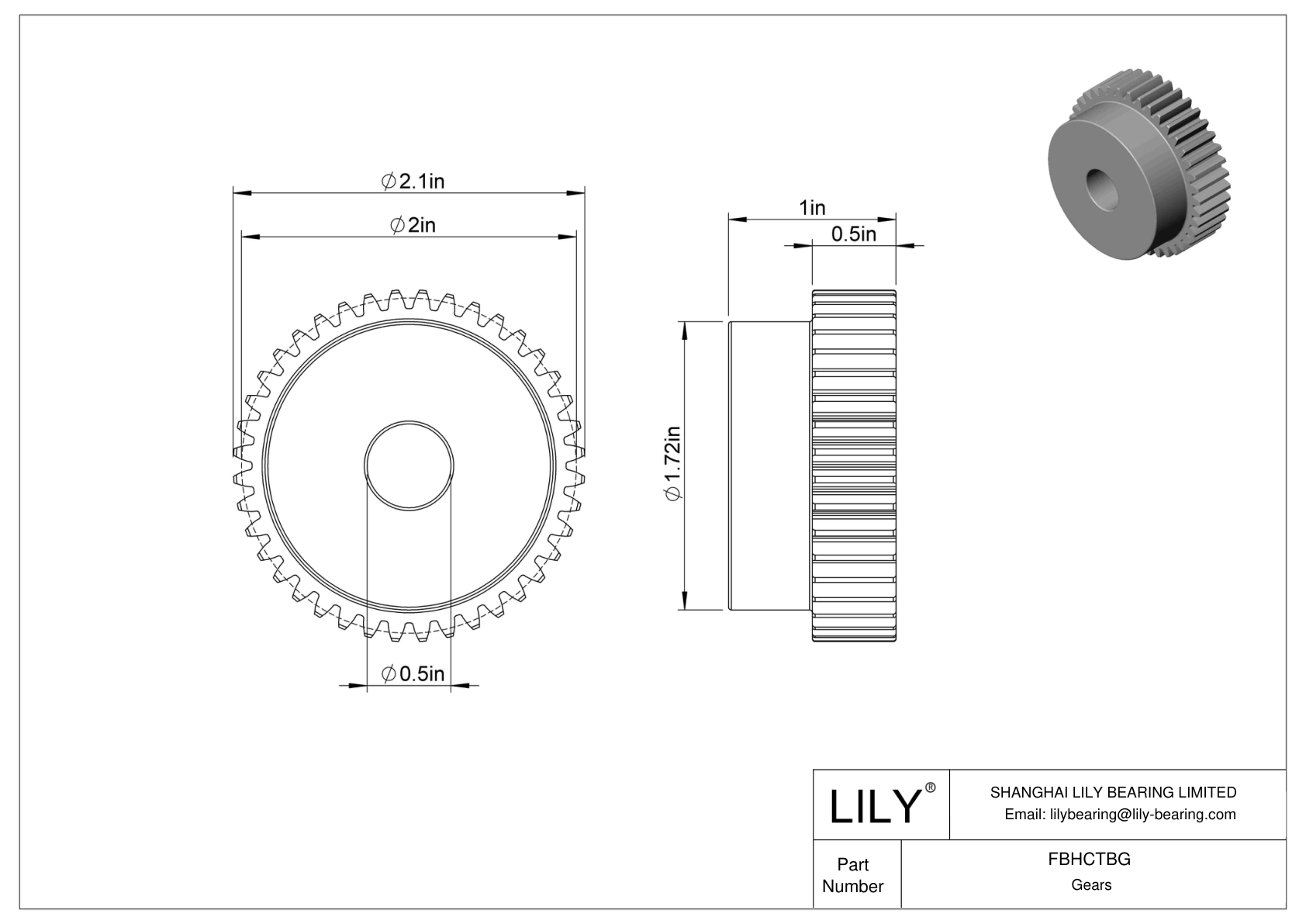 FBHCTBG Metal Inch Gears - 20° Pressure Angle cad drawing