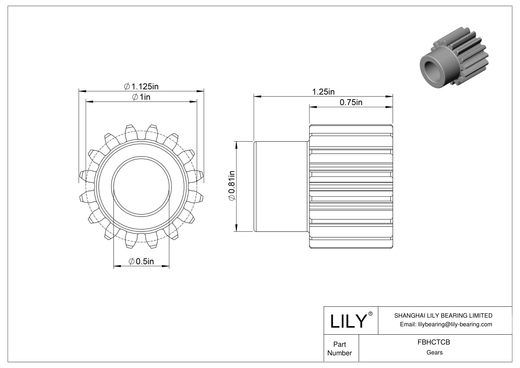 FBHCTCB 金属英制齿轮 - 20° 压力角 cad drawing