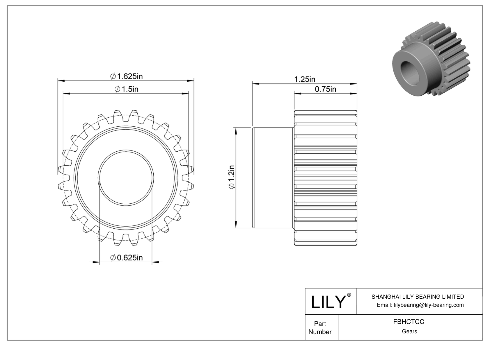 FBHCTCC 金属英制齿轮 - 20° 压力角 cad drawing