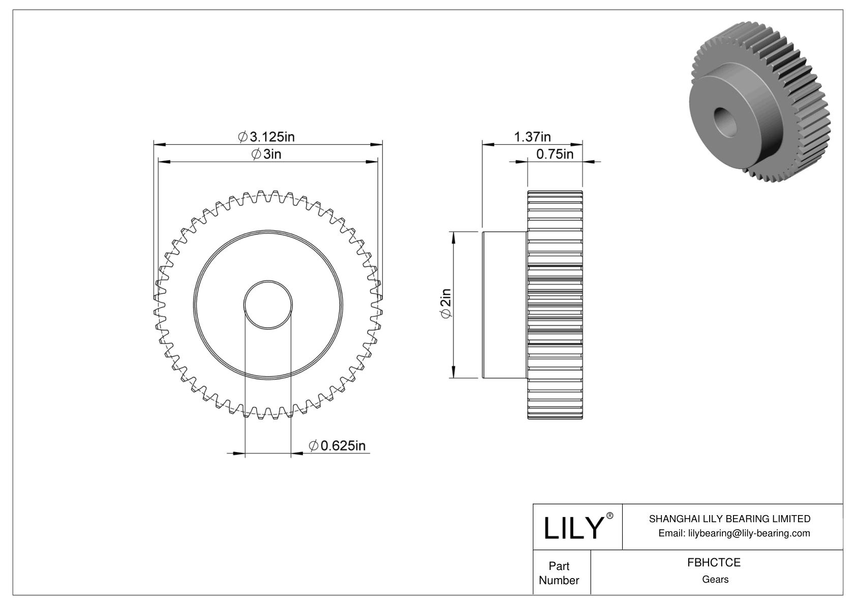 FBHCTCE 金属英制齿轮 - 20° 压力角 cad drawing