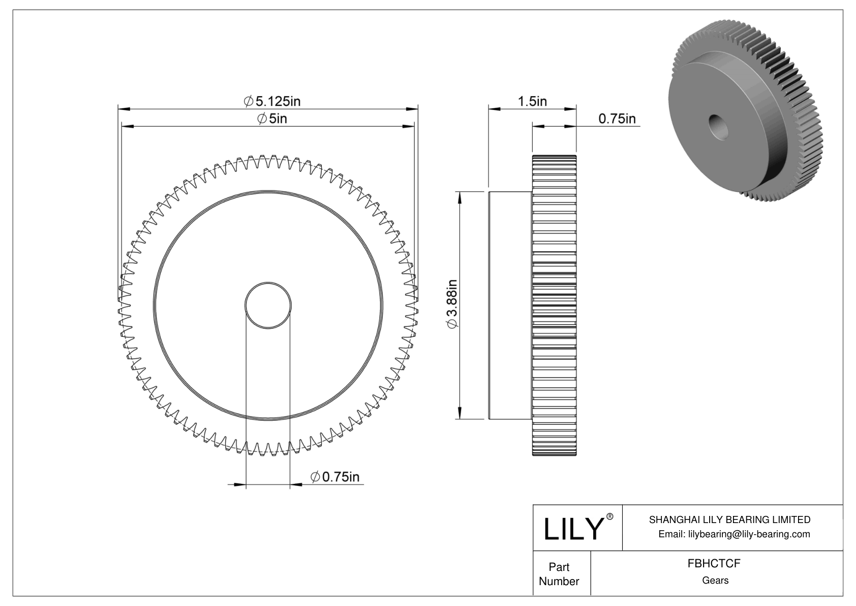 FBHCTCF Metal Inch Gears - 20° Pressure Angle cad drawing