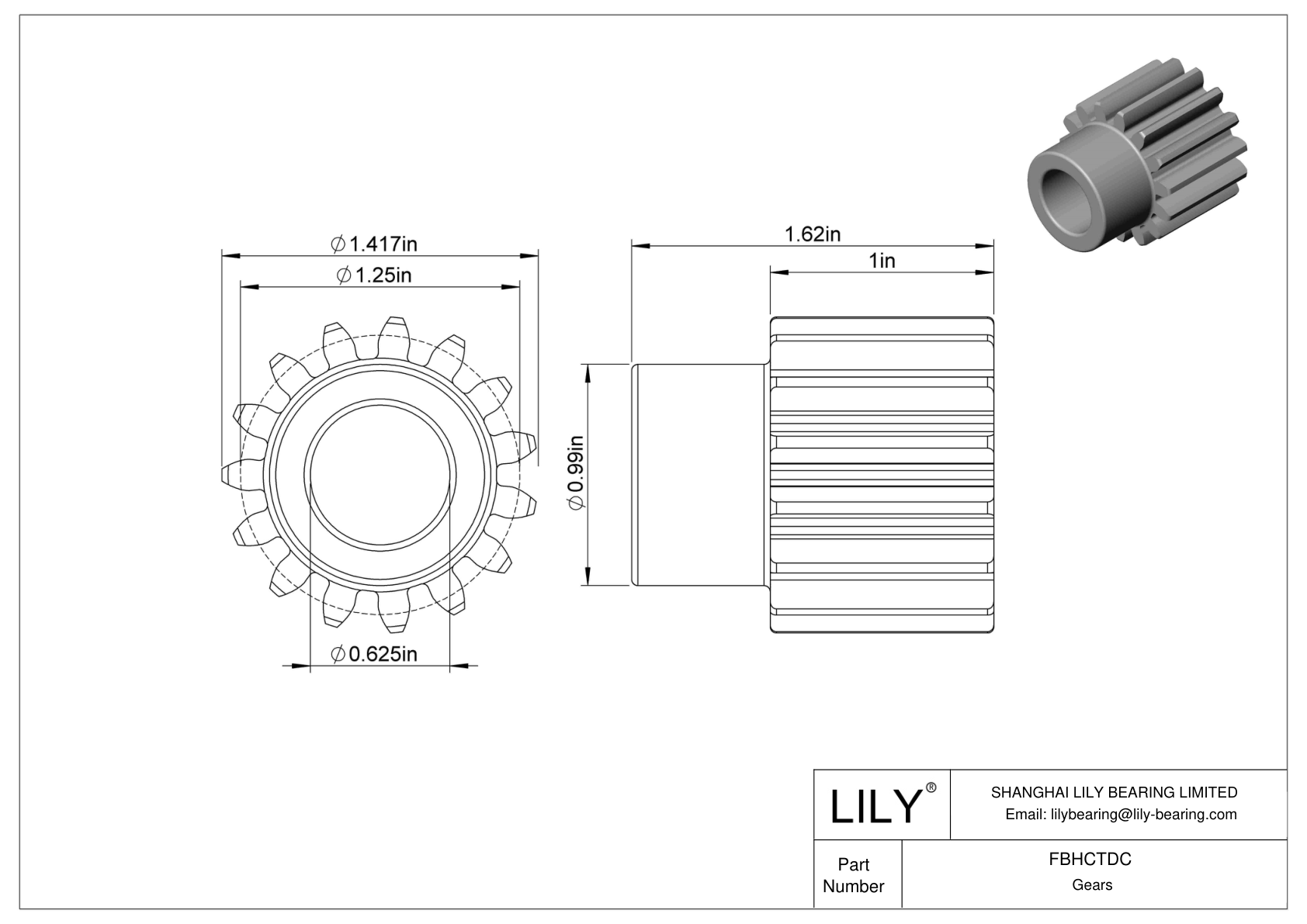 FBHCTDC Engranajes metálicos en pulgadas - Ángulo de presión de 20 cad drawing