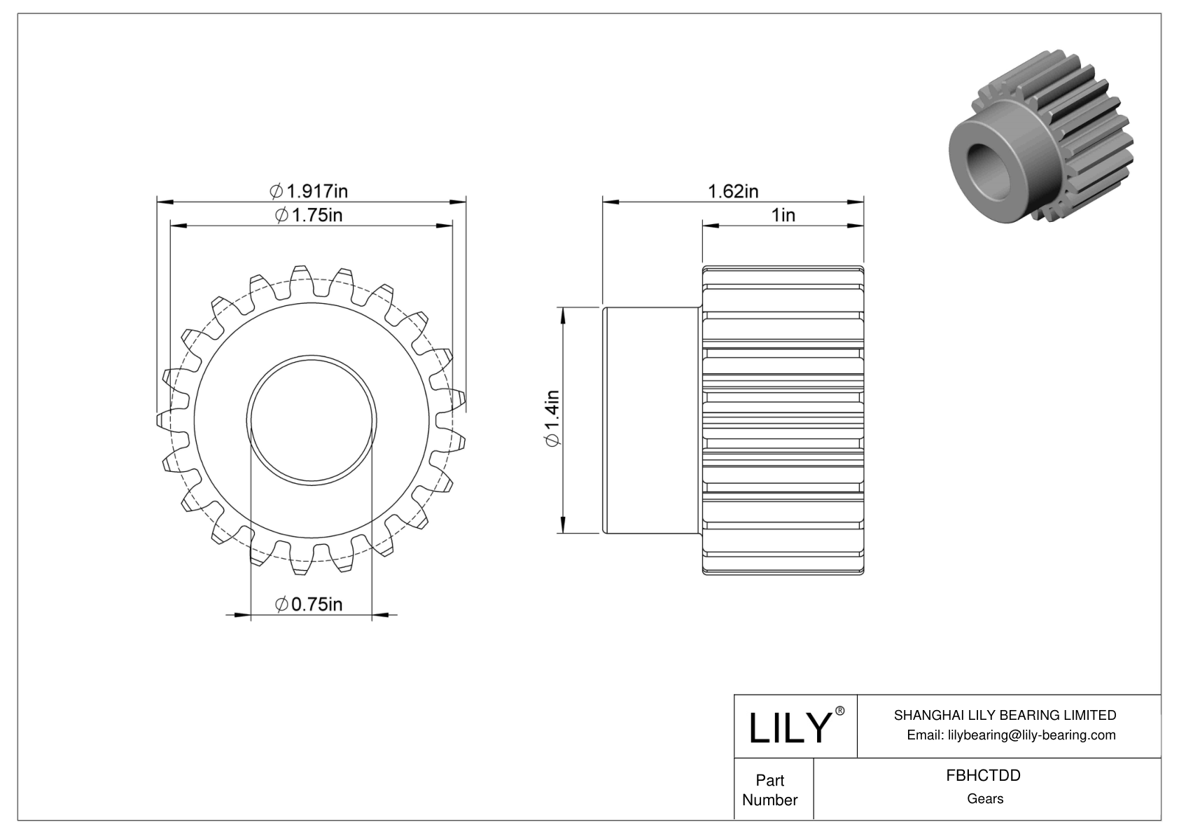 FBHCTDD 金属英制齿轮 - 20° 压力角 cad drawing