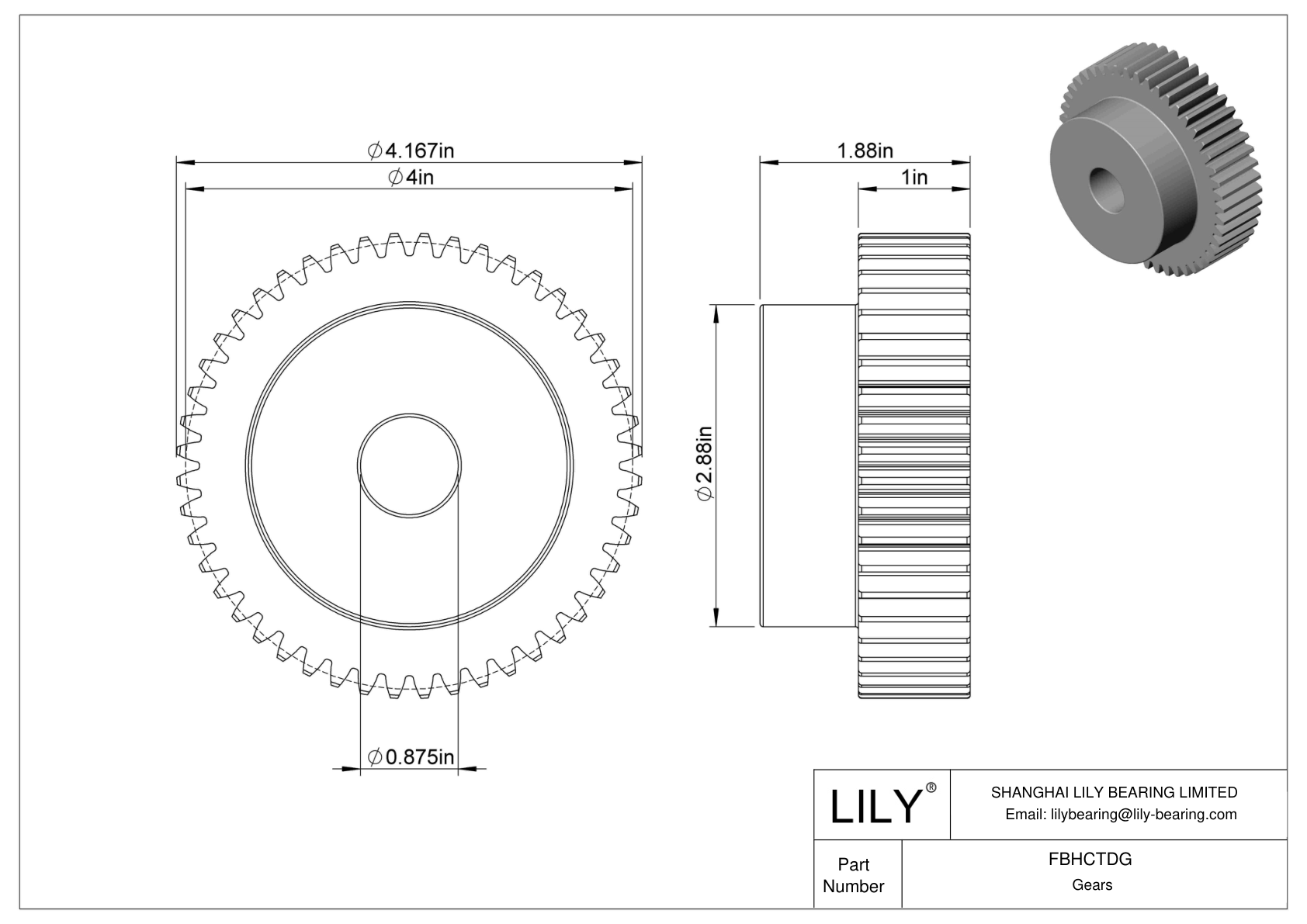 FBHCTDG Engranajes metálicos en pulgadas - Ángulo de presión de 20 cad drawing