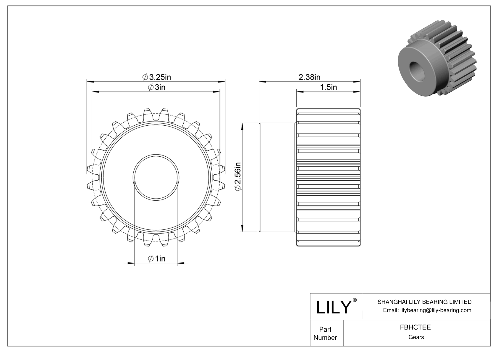 FBHCTEE Metal Inch Gears - 20° Pressure Angle cad drawing