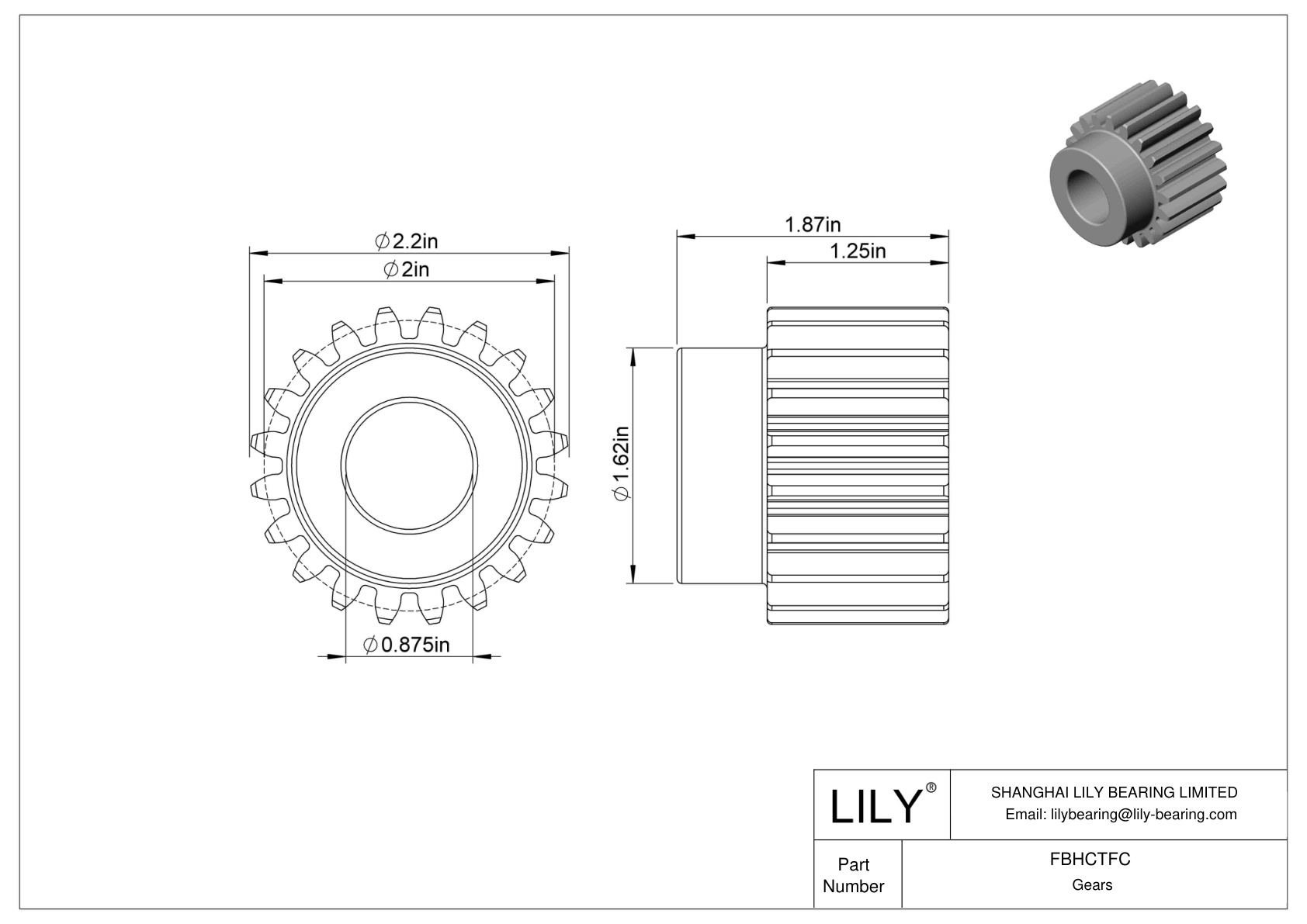 FBHCTFC Engranajes metálicos en pulgadas - Ángulo de presión de 20 cad drawing