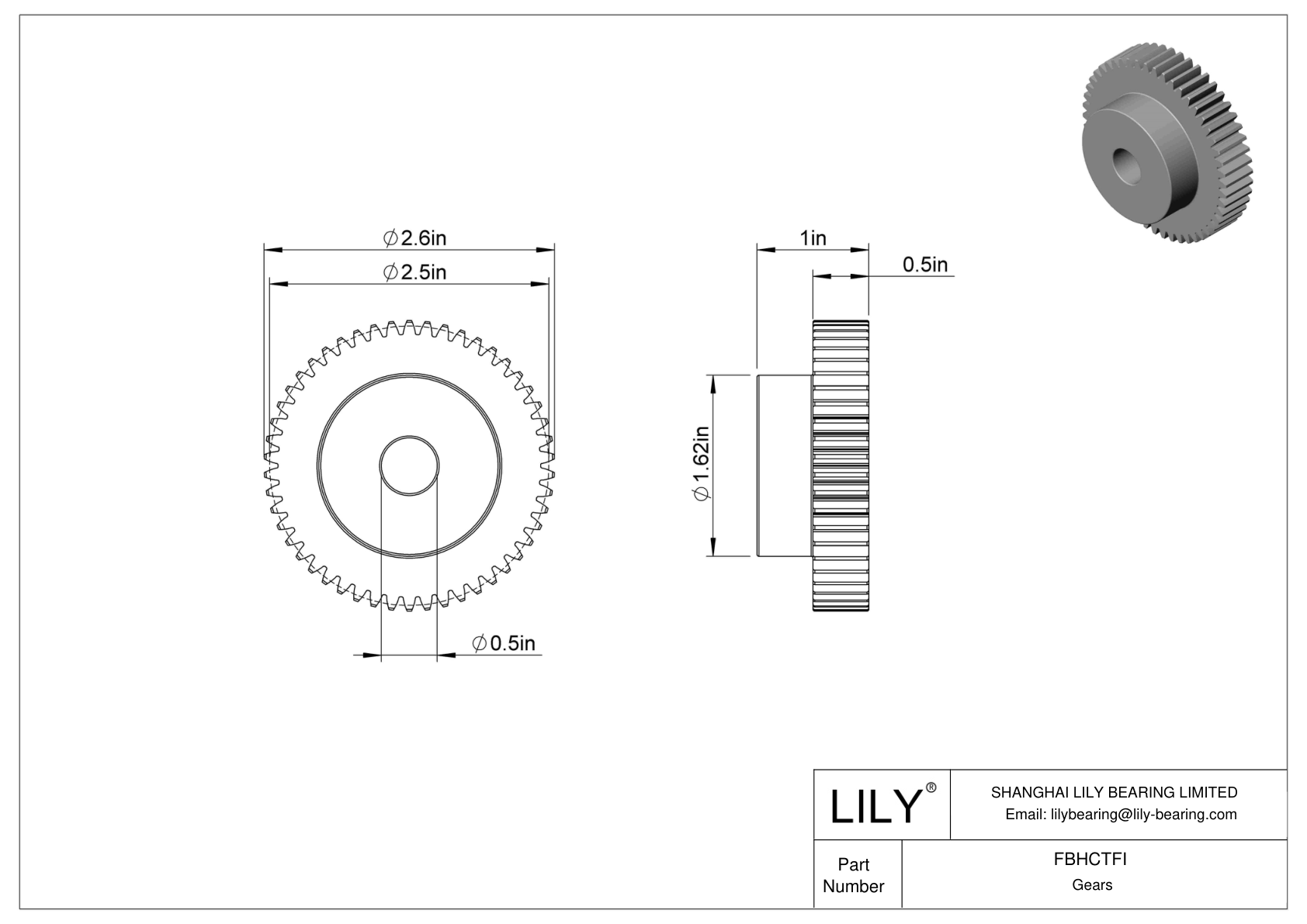 FBHCTFI 金属英制齿轮 - 20° 压力角 cad drawing