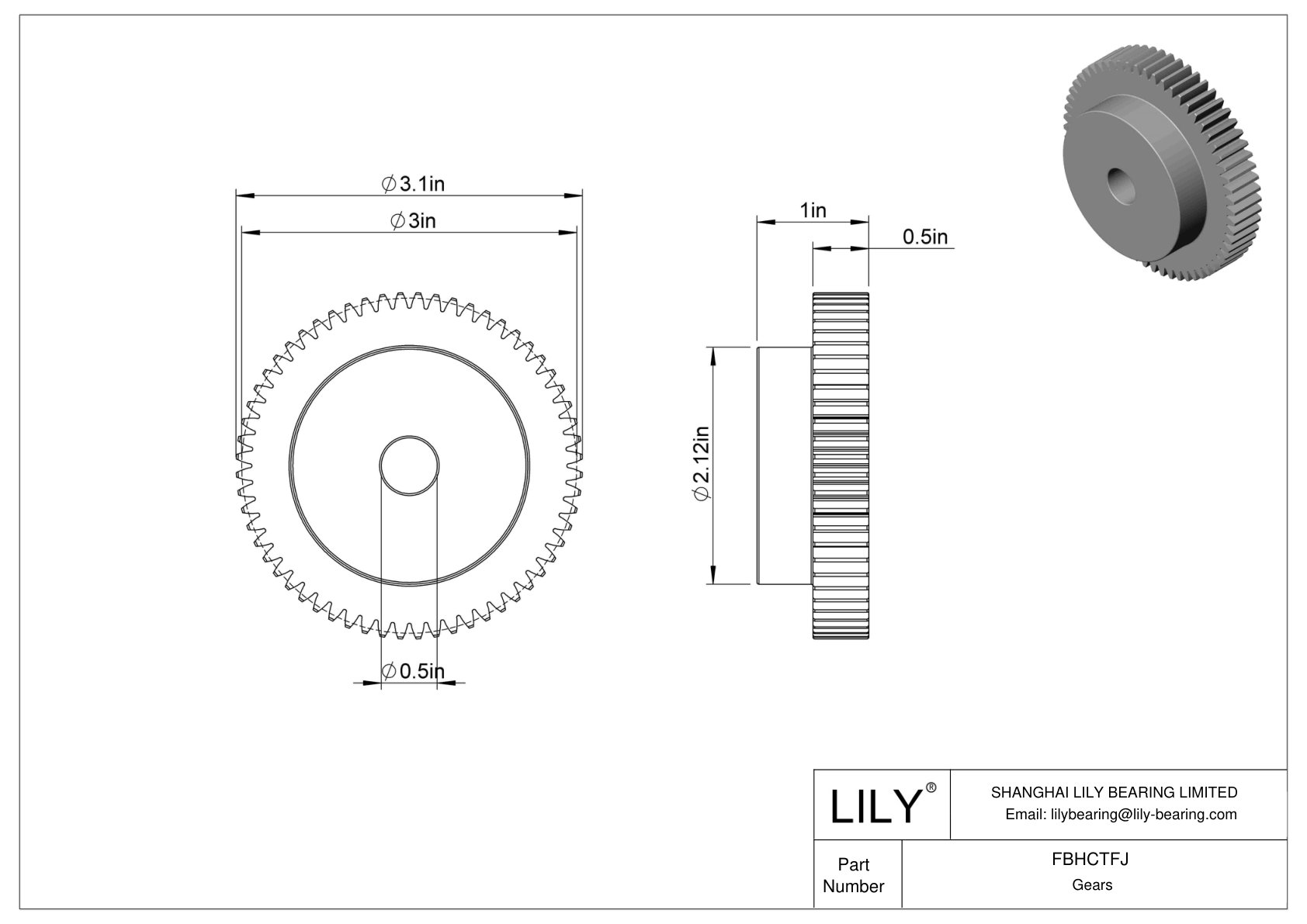 FBHCTFJ Engranajes metálicos en pulgadas - Ángulo de presión de 20 cad drawing