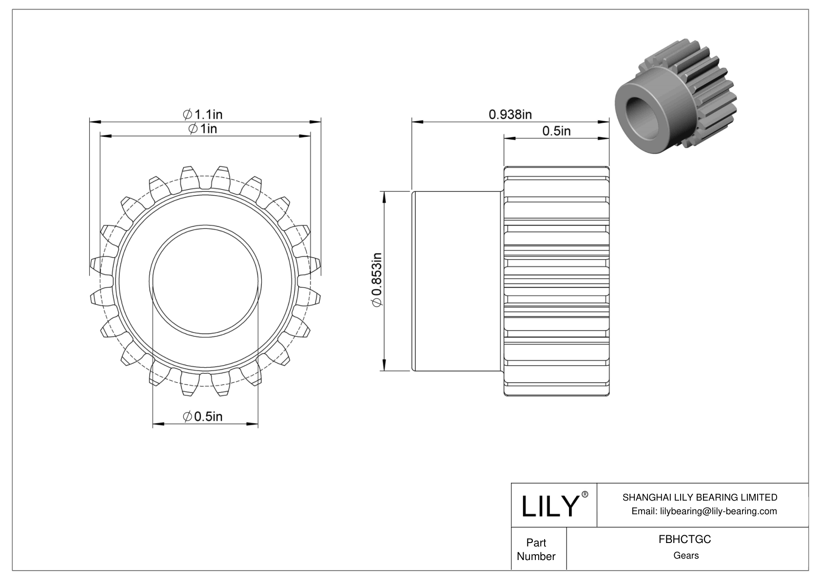 FBHCTGC Engranajes metálicos en pulgadas - Ángulo de presión de 20 cad drawing