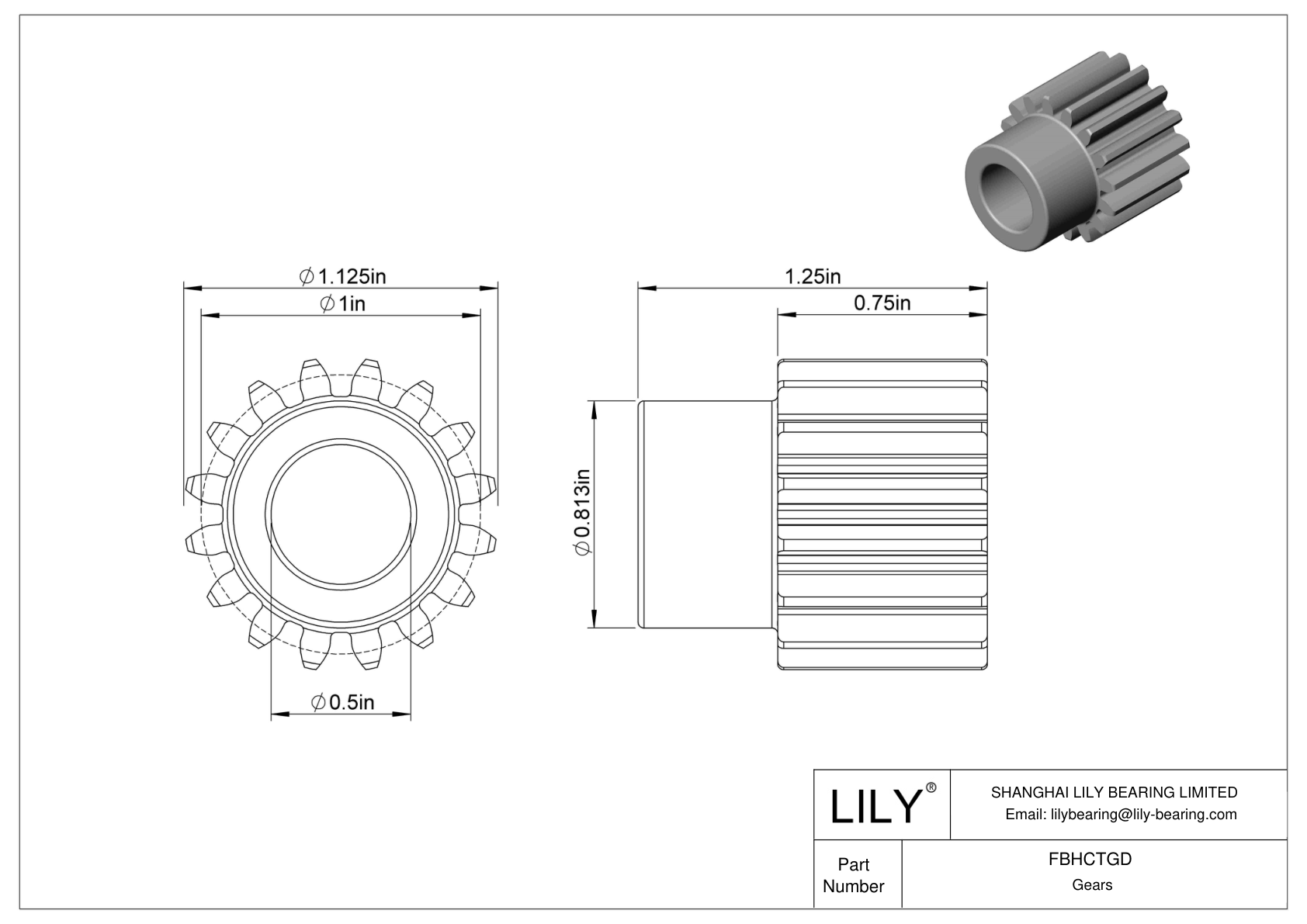 FBHCTGD 金属英制齿轮 - 20° 压力角 cad drawing