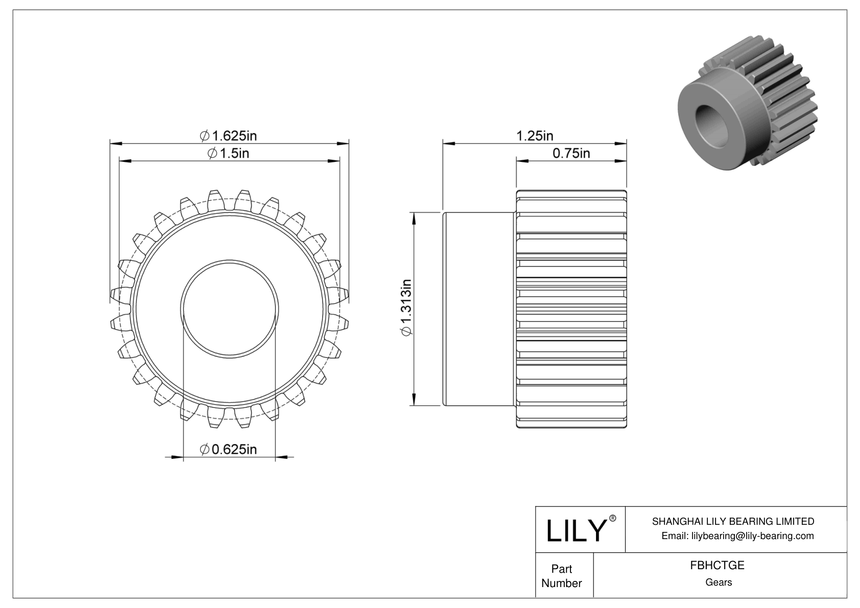 FBHCTGE Engranajes metálicos en pulgadas - Ángulo de presión de 20 cad drawing