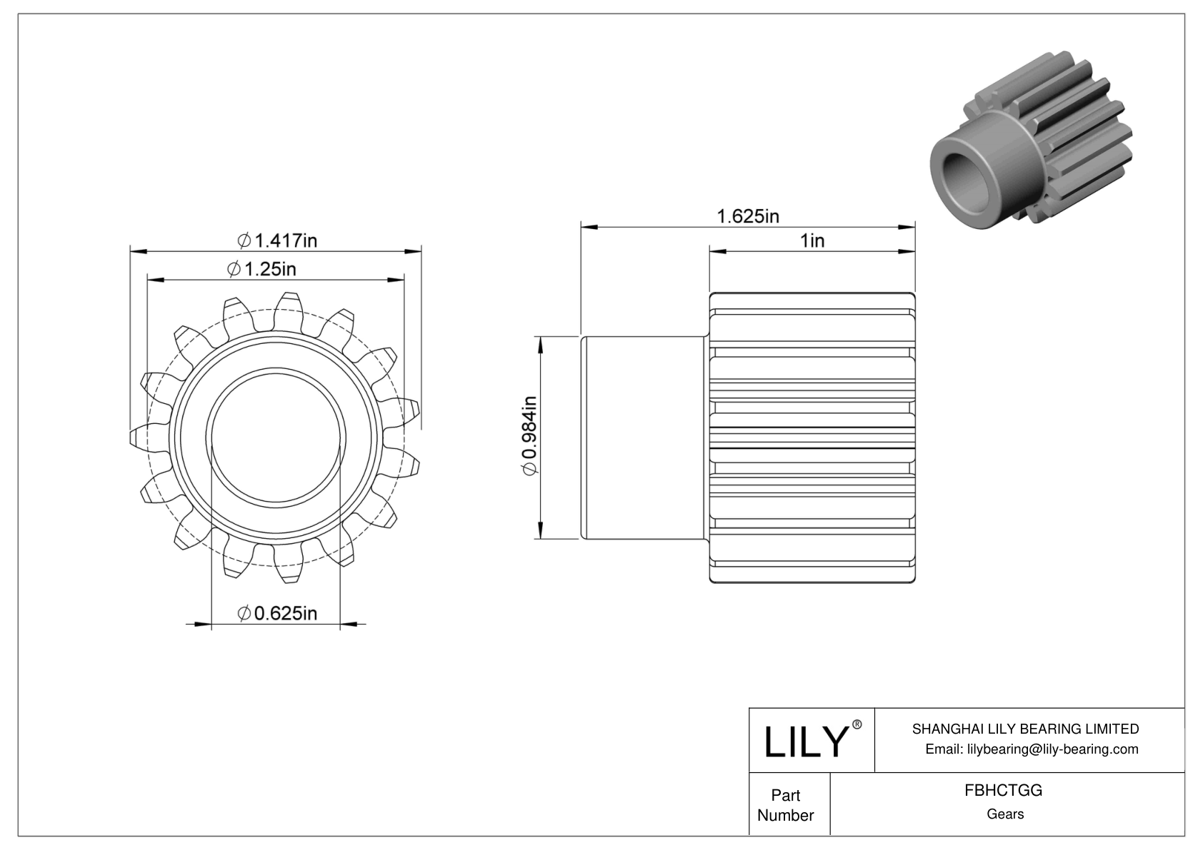 FBHCTGG 金属英制齿轮 - 20° 压力角 cad drawing