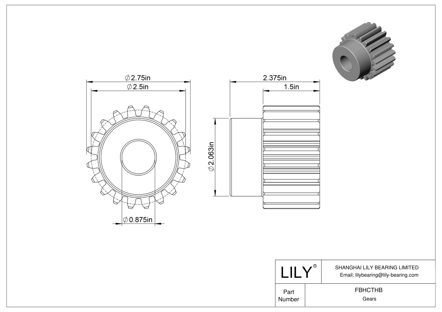 FBHCTHB 金属英制齿轮 - 20° 压力角 cad drawing