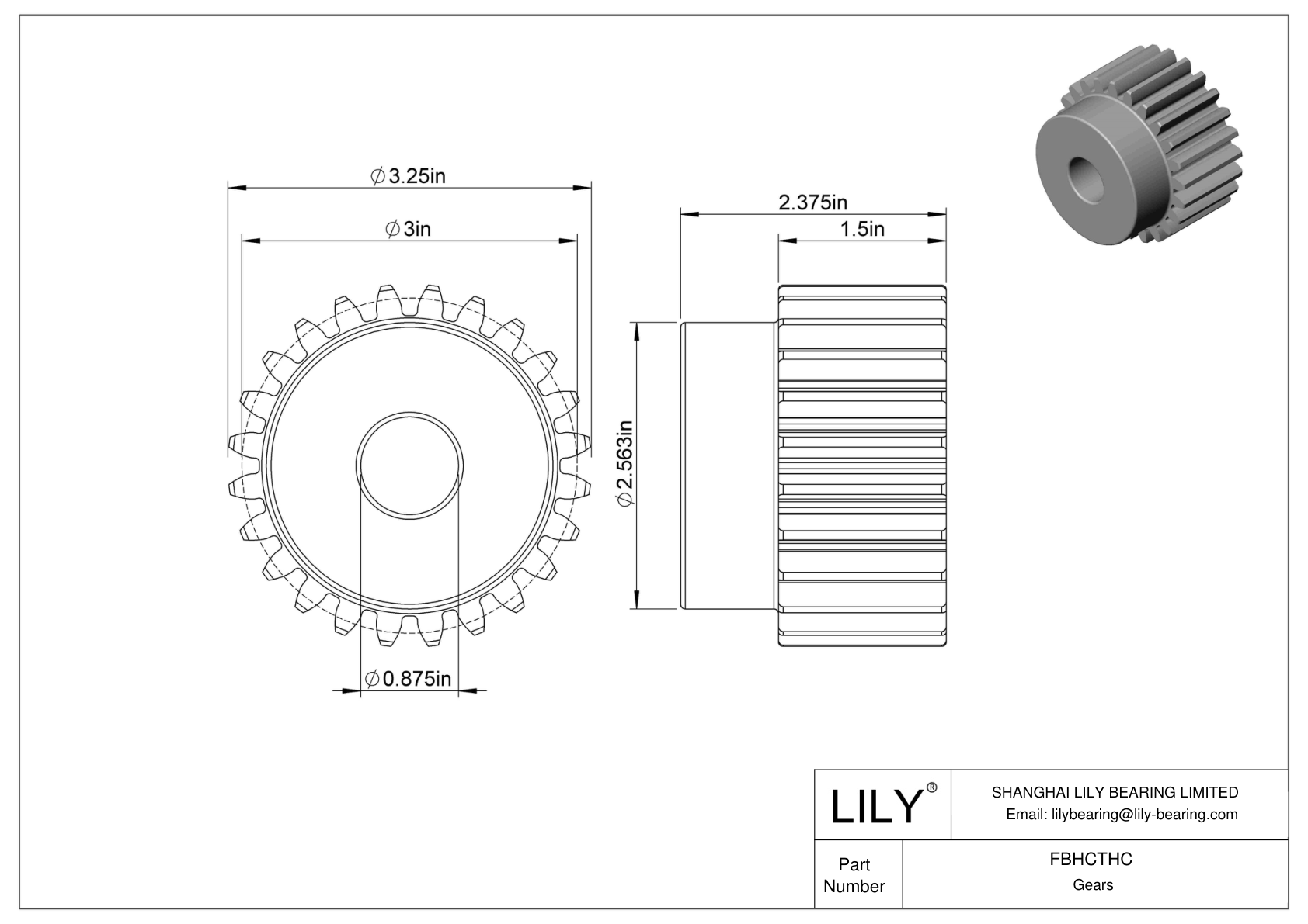 FBHCTHC Engranajes metálicos en pulgadas - Ángulo de presión de 20 cad drawing