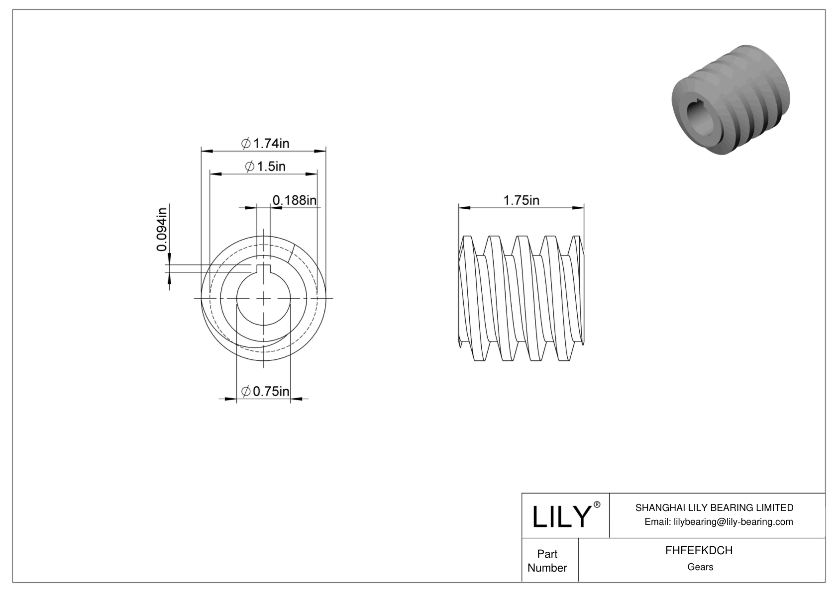 FHFEFKDCH Gusanos en pulgadas cad drawing