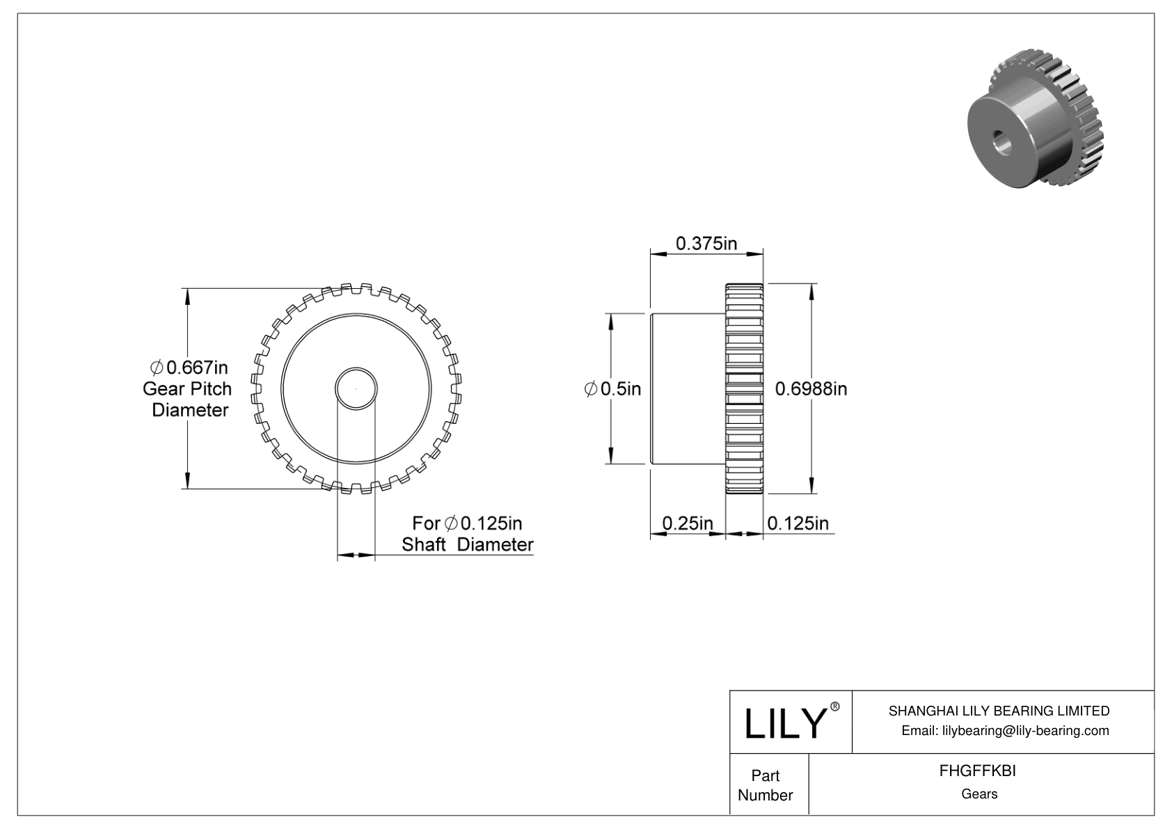 FHGFFKBI Plastic Gears - 14 1/2° Pressure Angle cad drawing