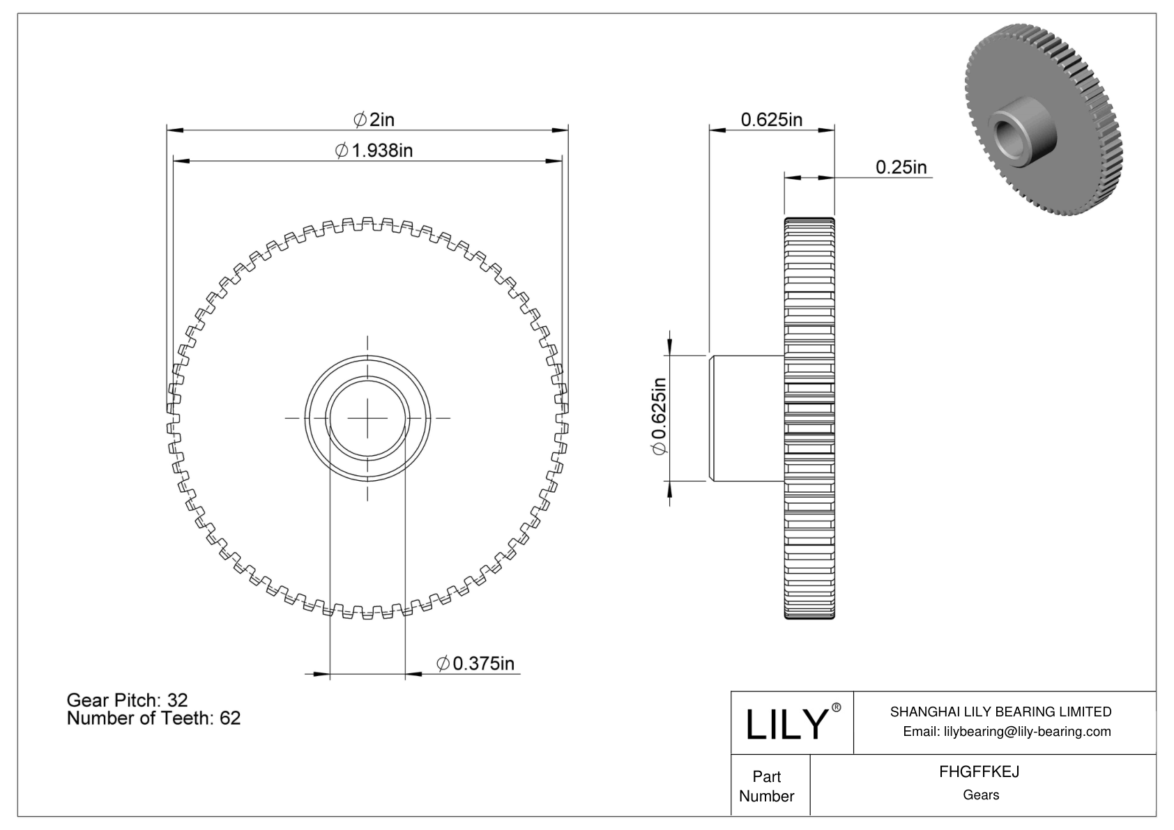 FHGFFKEJ Plastic Gears - 14 1/2° Pressure Angle cad drawing