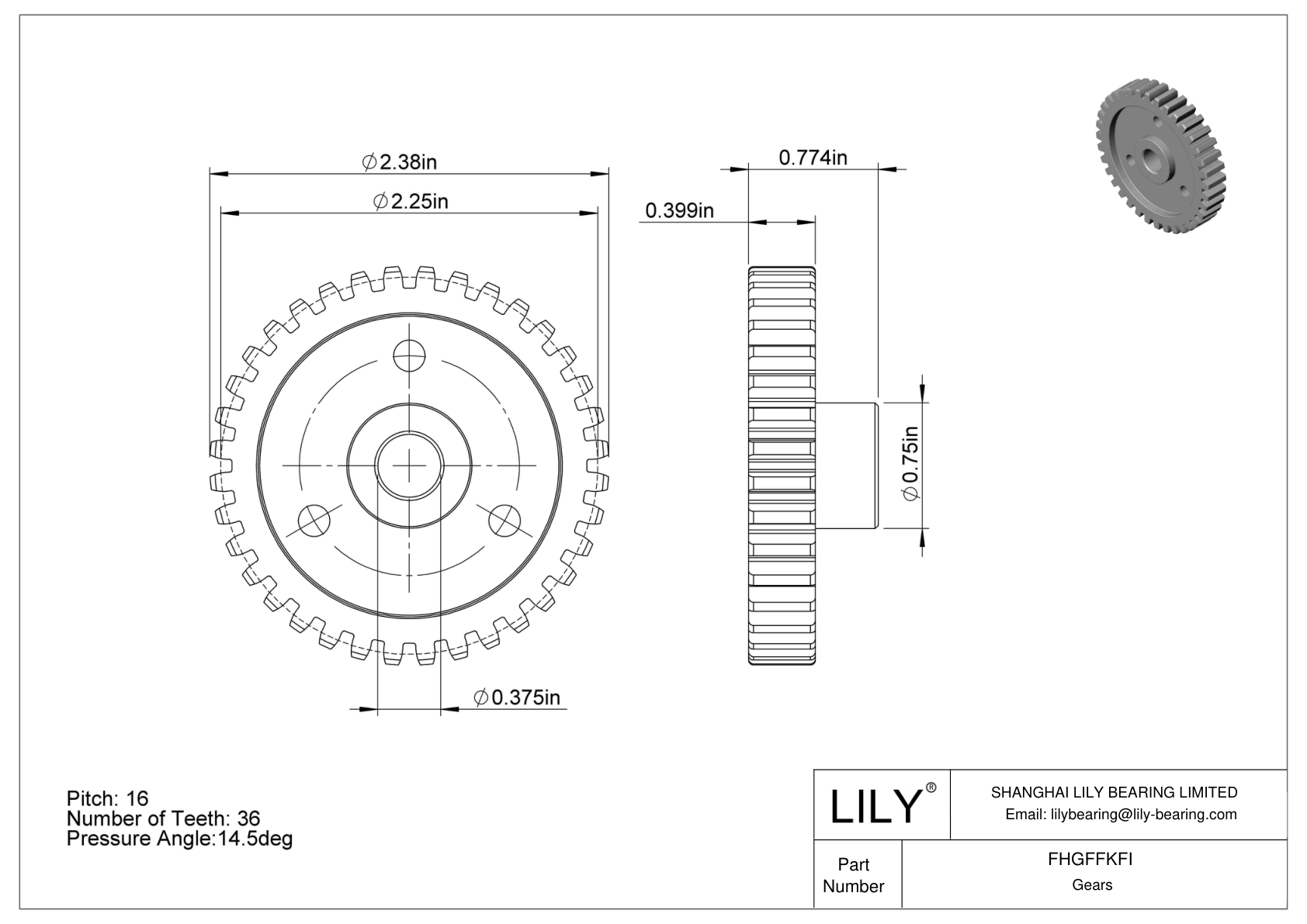 FHGFFKFI 塑料齿轮 - 14 1/2° 压力角 cad drawing