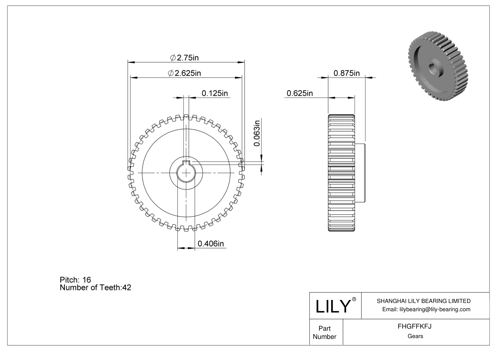 FHGFFKFJ Plastic Gears - 14 1/2° Pressure Angle cad drawing