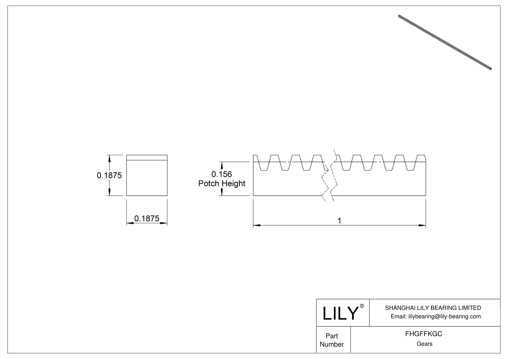 FHGFFKGC Plastic Gear Racks - 14 1/2° Pressure Angle cad drawing