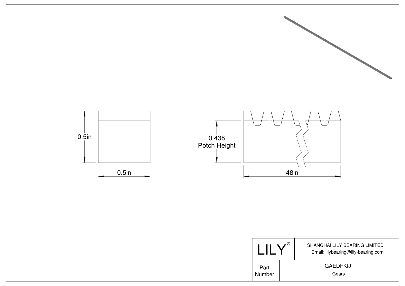 GAEDFKIJ Plastic Gear Racks - 14 1/2° Pressure Angle cad drawing