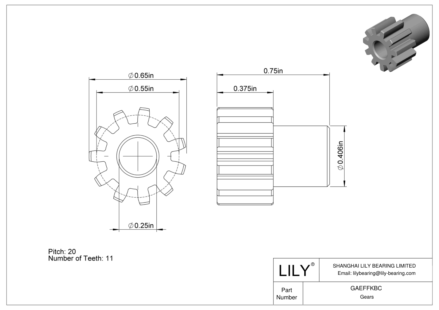 GAEFFKBC 塑料齿轮 - 14 1/2° 压力角 cad drawing