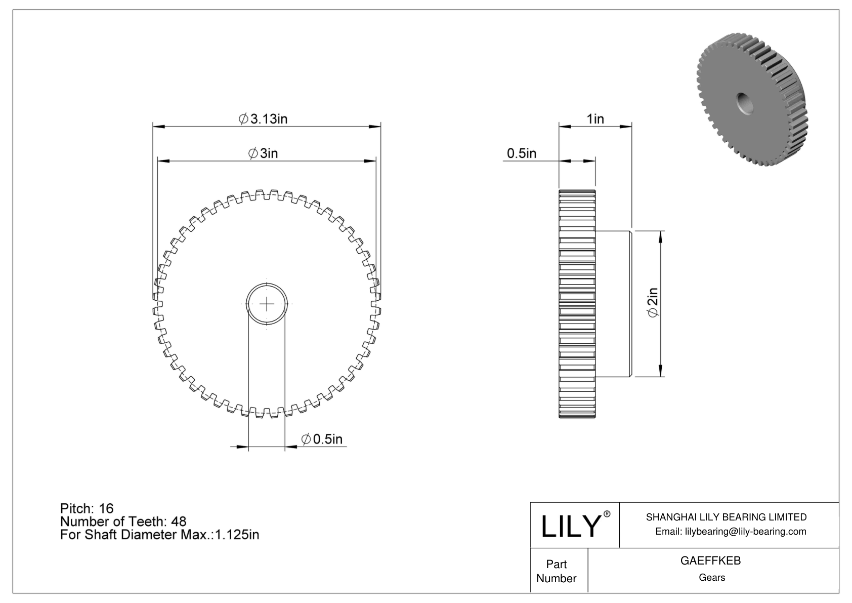 GAEFFKEB 塑料齿轮 - 14 1/2° 压力角 cad drawing