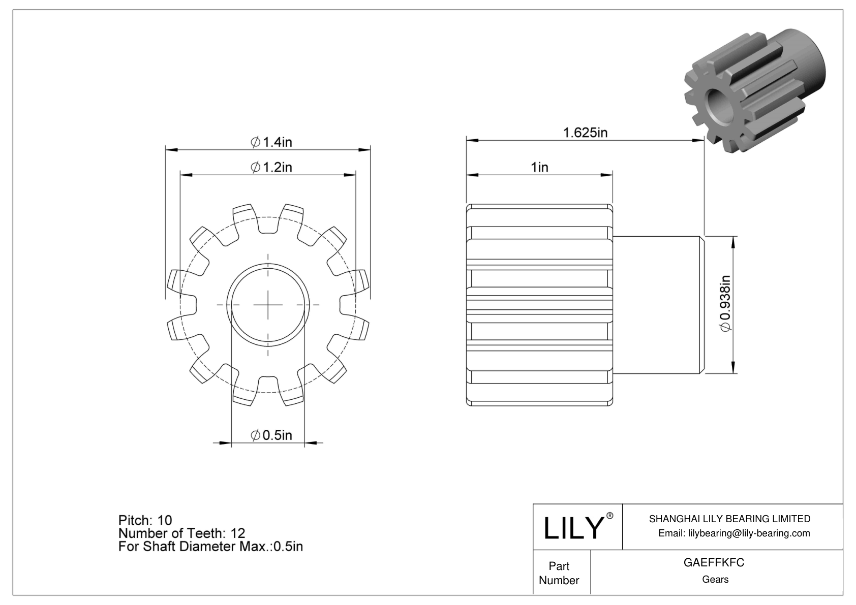 GAEFFKFC 塑料齿轮 - 14 1/2° 压力角 cad drawing