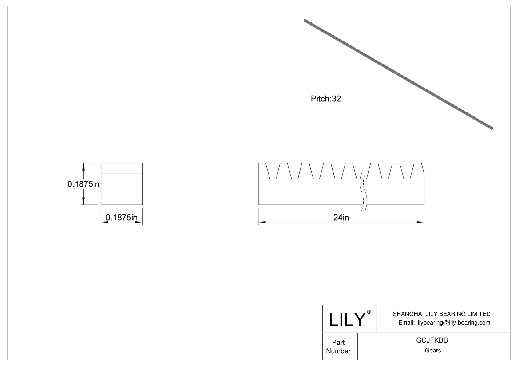 GCJFKBB Cremalleras metálicas - Ángulo de presión de 14 1/2 cad drawing