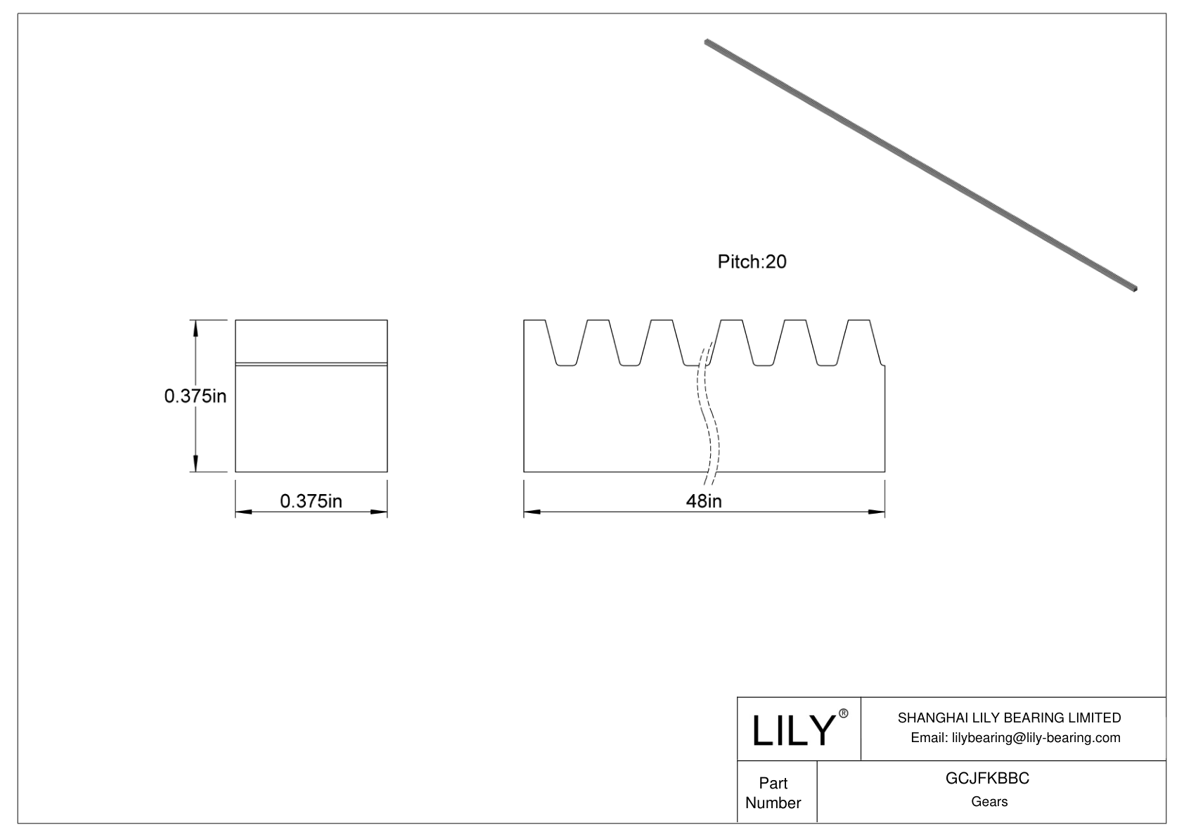 GCJFKBBC Metal Gear Racks - 14 1/2° Pressure Angle cad drawing