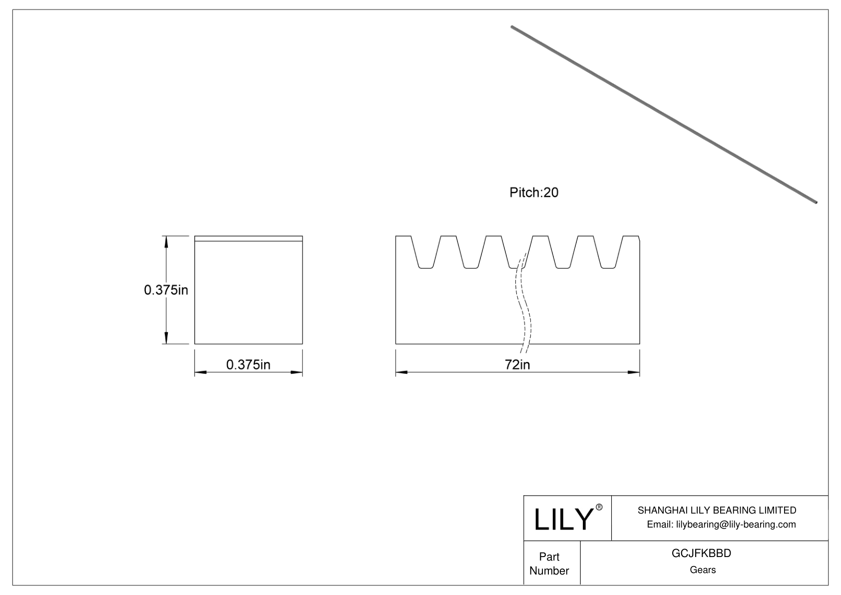 GCJFKBBD Metal Gear Racks - 14 1/2° Pressure Angle cad drawing