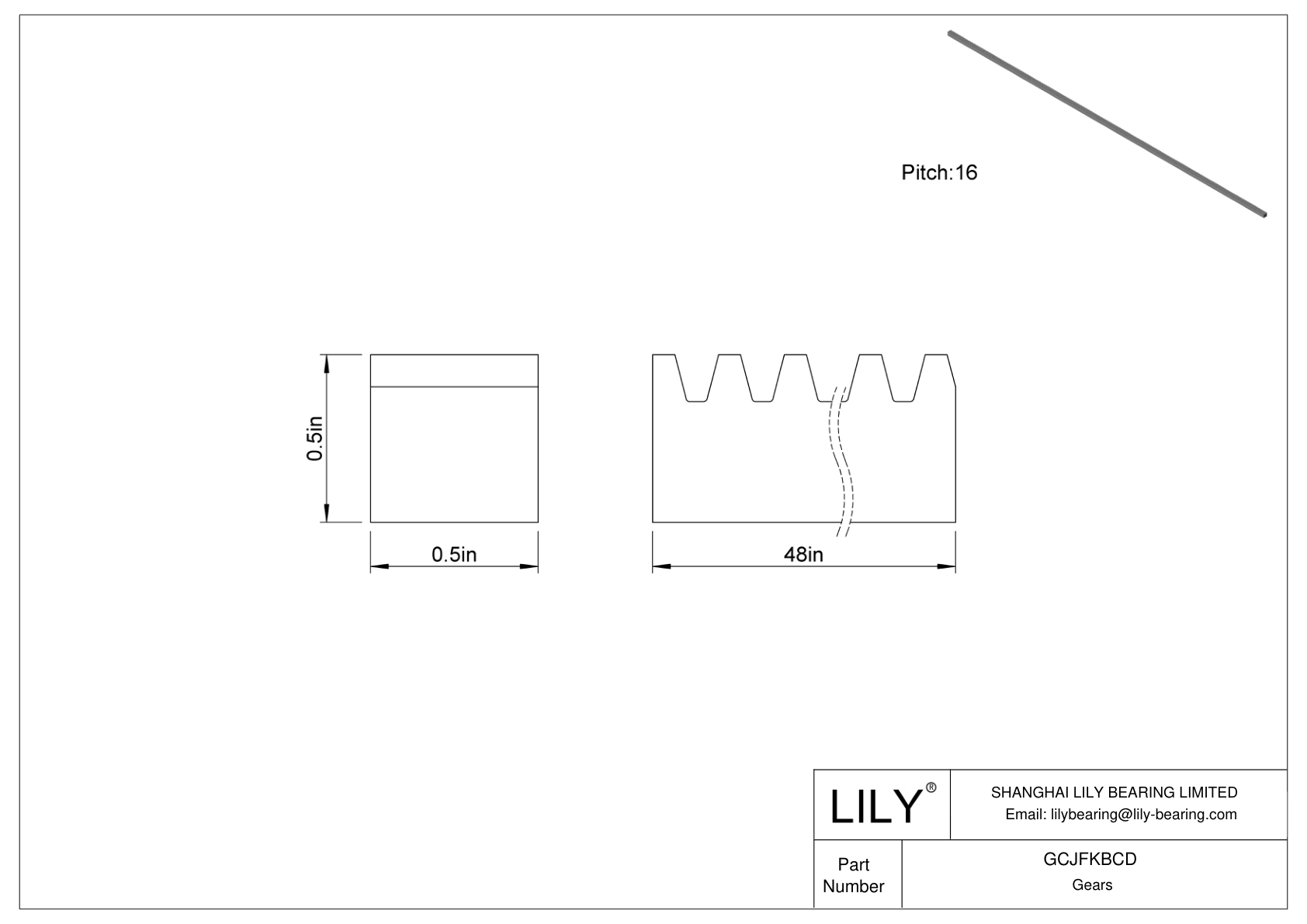 GCJFKBCD Metal Gear Racks - 14 1/2° Pressure Angle cad drawing