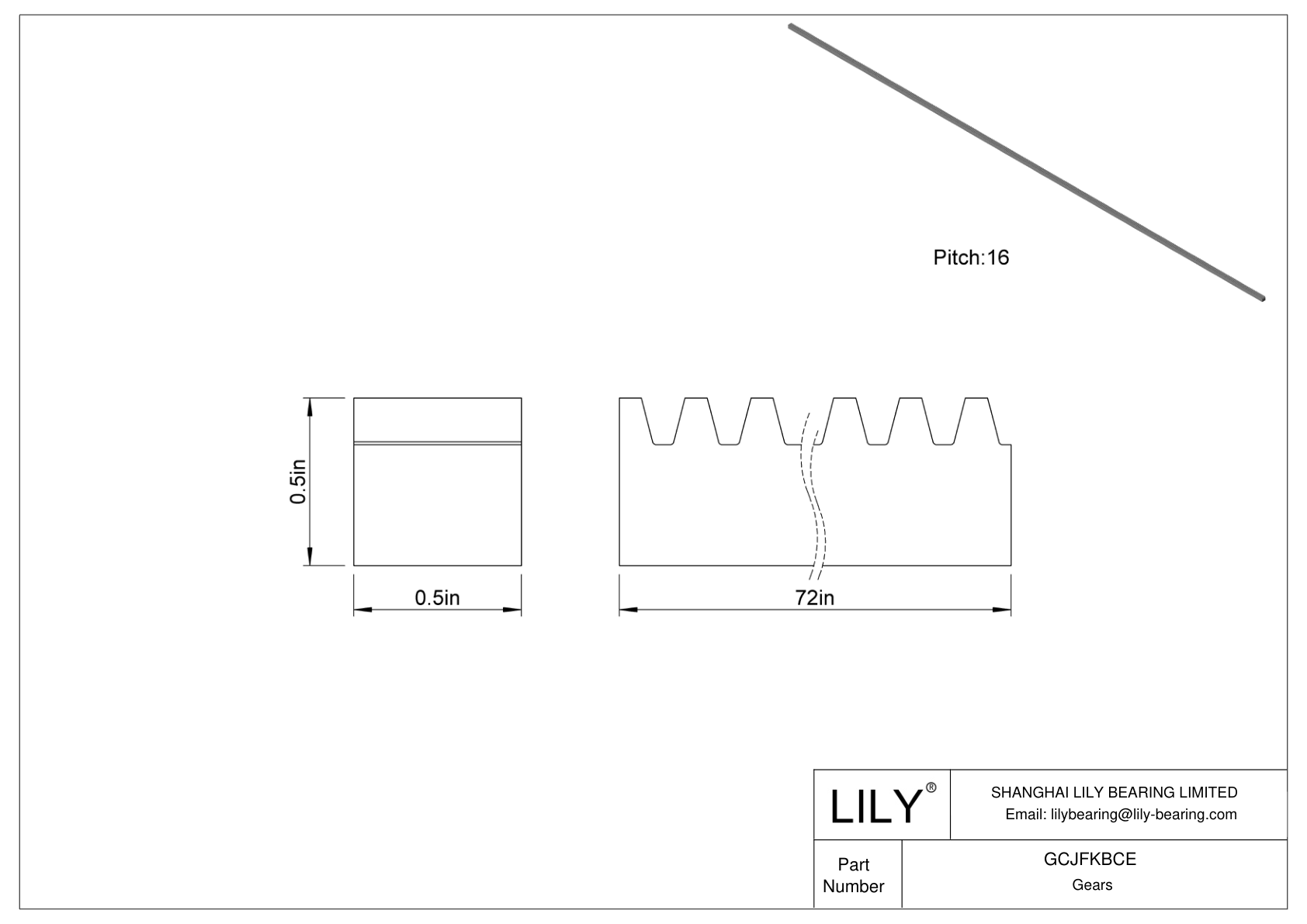 GCJFKBCE Metal Gear Racks - 14 1/2° Pressure Angle cad drawing