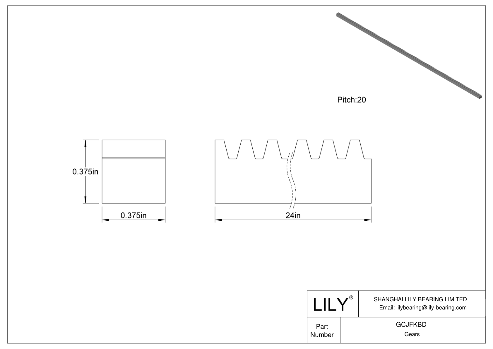 GCJFKBD Metal Gear Racks - 14 1/2° Pressure Angle cad drawing