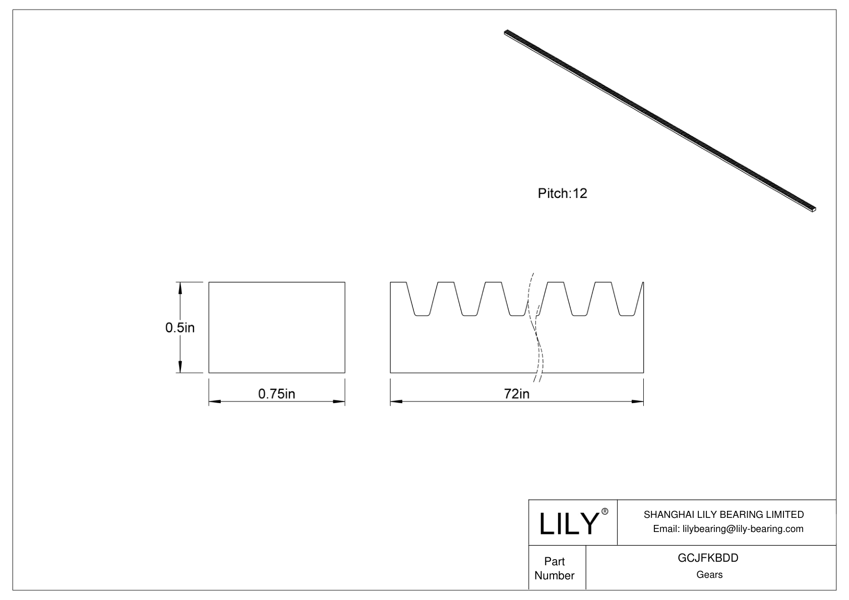 GCJFKBDD Metal Gear Racks - 14 1/2° Pressure Angle cad drawing