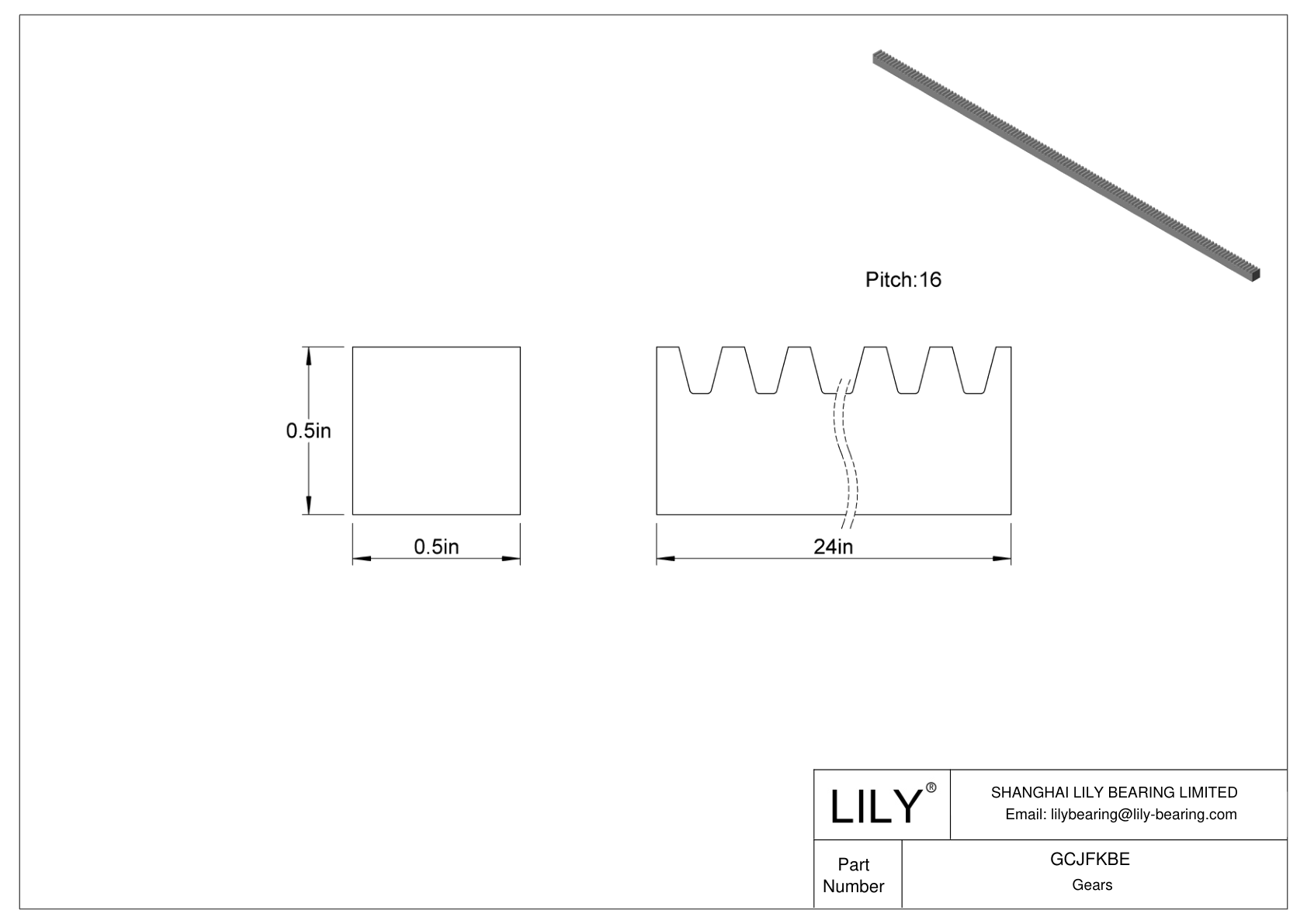 GCJFKBE Metal Gear Racks - 14 1/2° Pressure Angle cad drawing