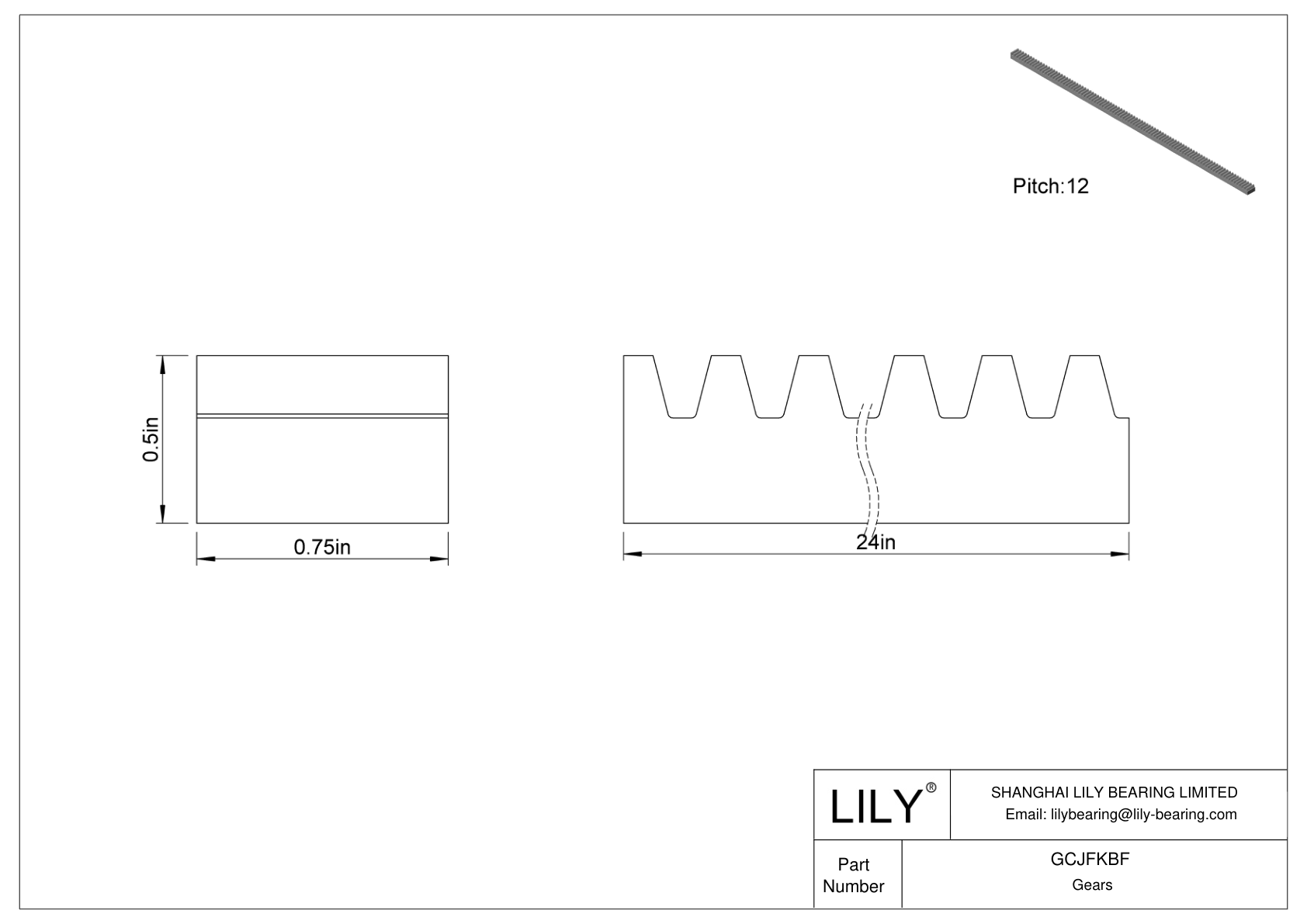 GCJFKBF Cremalleras metálicas - Ángulo de presión de 14 1/2 cad drawing