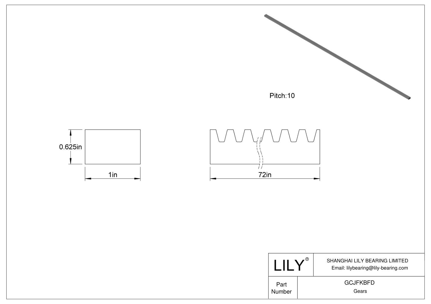 GCJFKBFD Metal Gear Racks - 14 1/2° Pressure Angle cad drawing