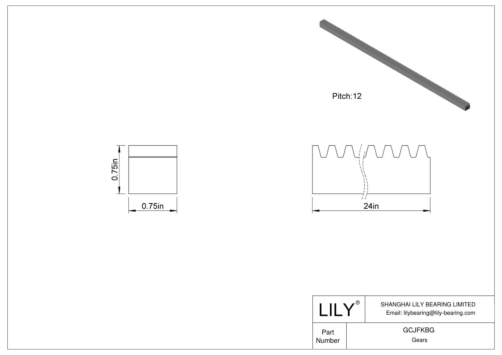 GCJFKBG Metal Gear Racks - 14 1/2° Pressure Angle cad drawing