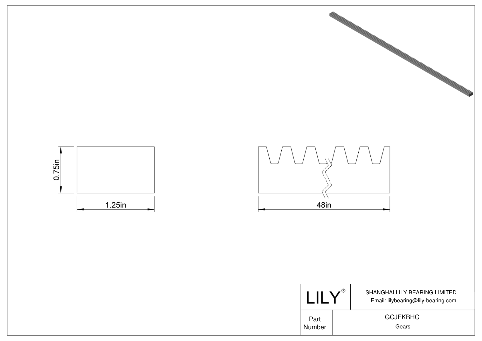 GCJFKBHC Metal Gear Racks - 14 1/2° Pressure Angle cad drawing