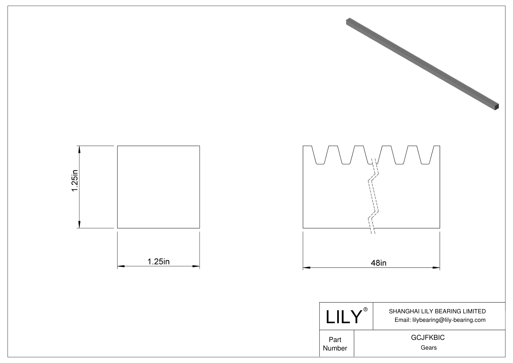 GCJFKBIC Metal Gear Racks - 14 1/2° Pressure Angle cad drawing