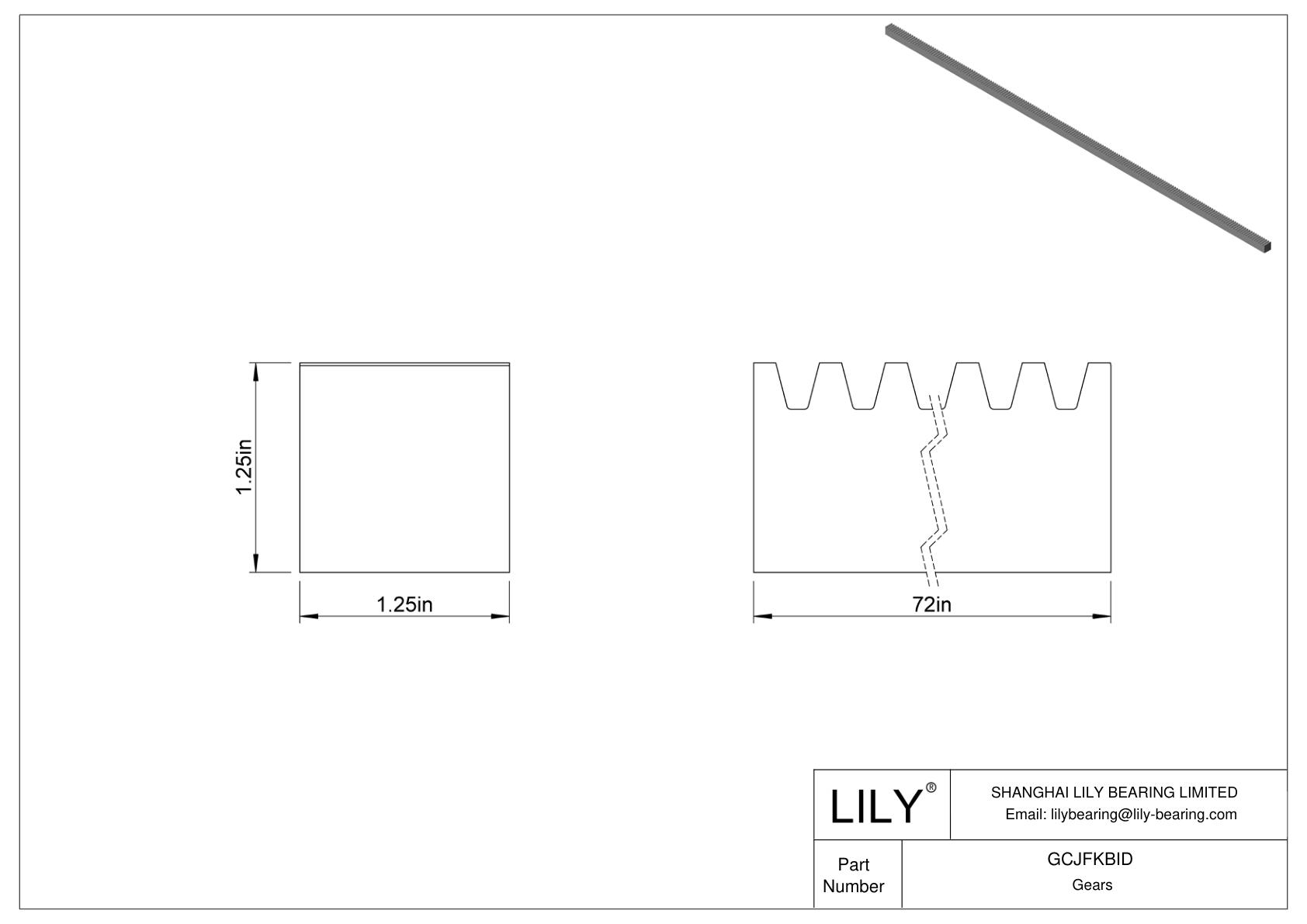 GCJFKBID Metal Gear Racks - 14 1/2° Pressure Angle cad drawing