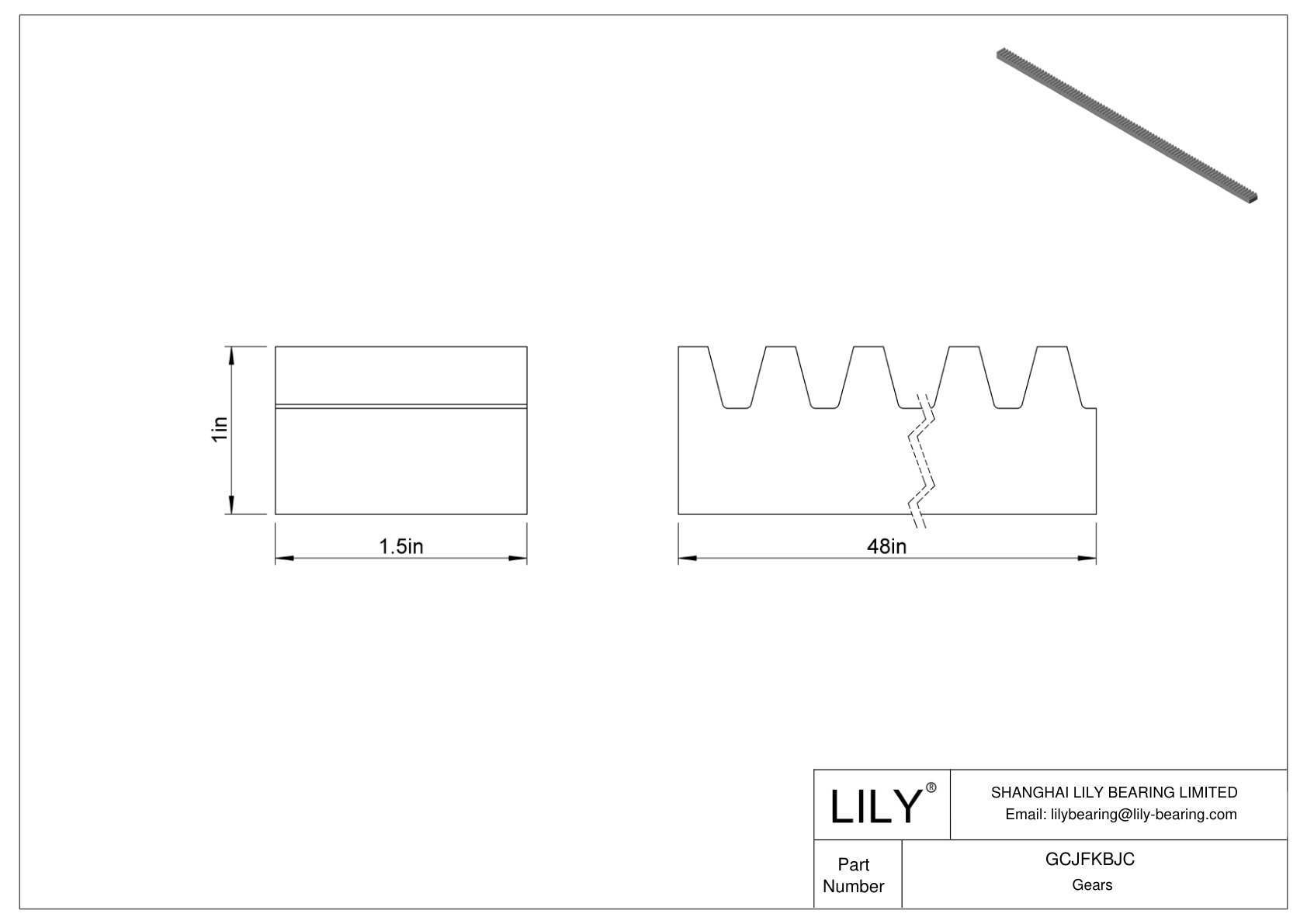 GCJFKBJC Metal Gear Racks - 14 1/2° Pressure Angle cad drawing