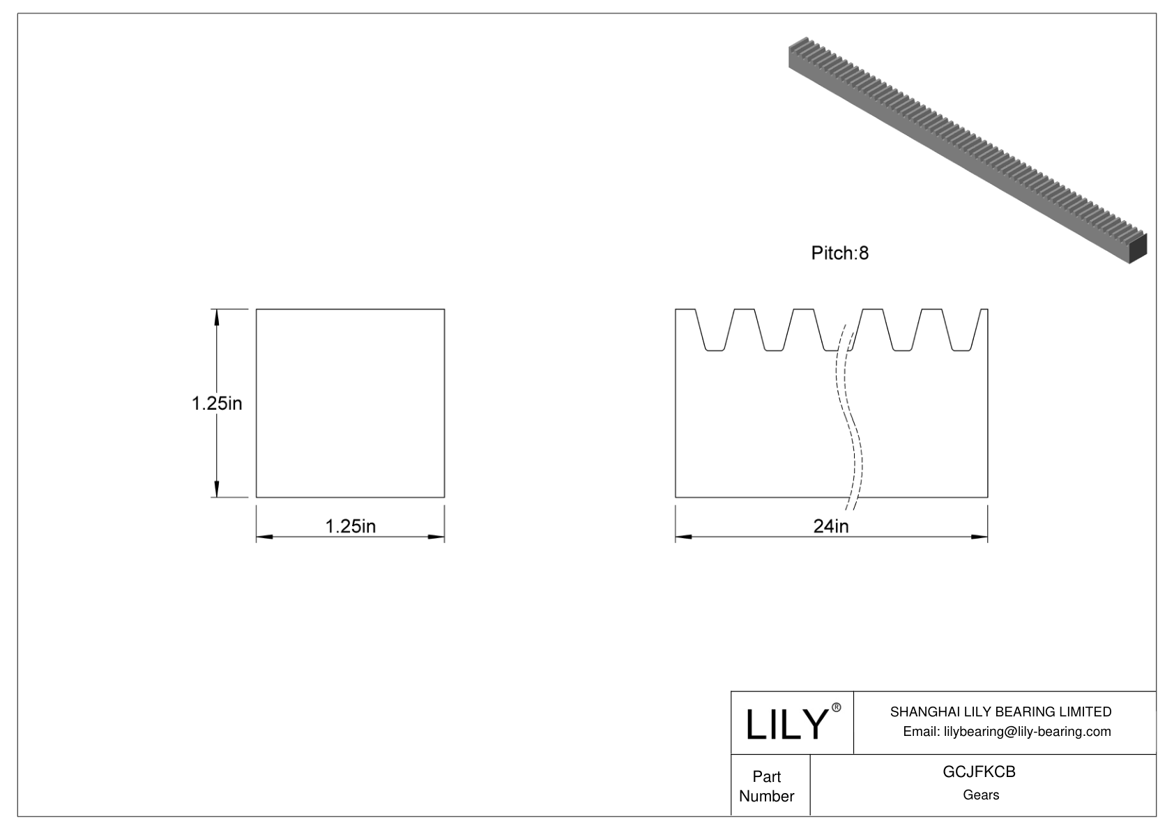 GCJFKCB Metal Gear Racks - 14 1/2° Pressure Angle cad drawing