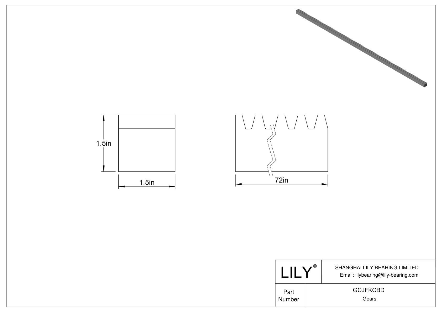 GCJFKCBD 金属齿轮齿条 - 14 1/2° 压力角 cad drawing