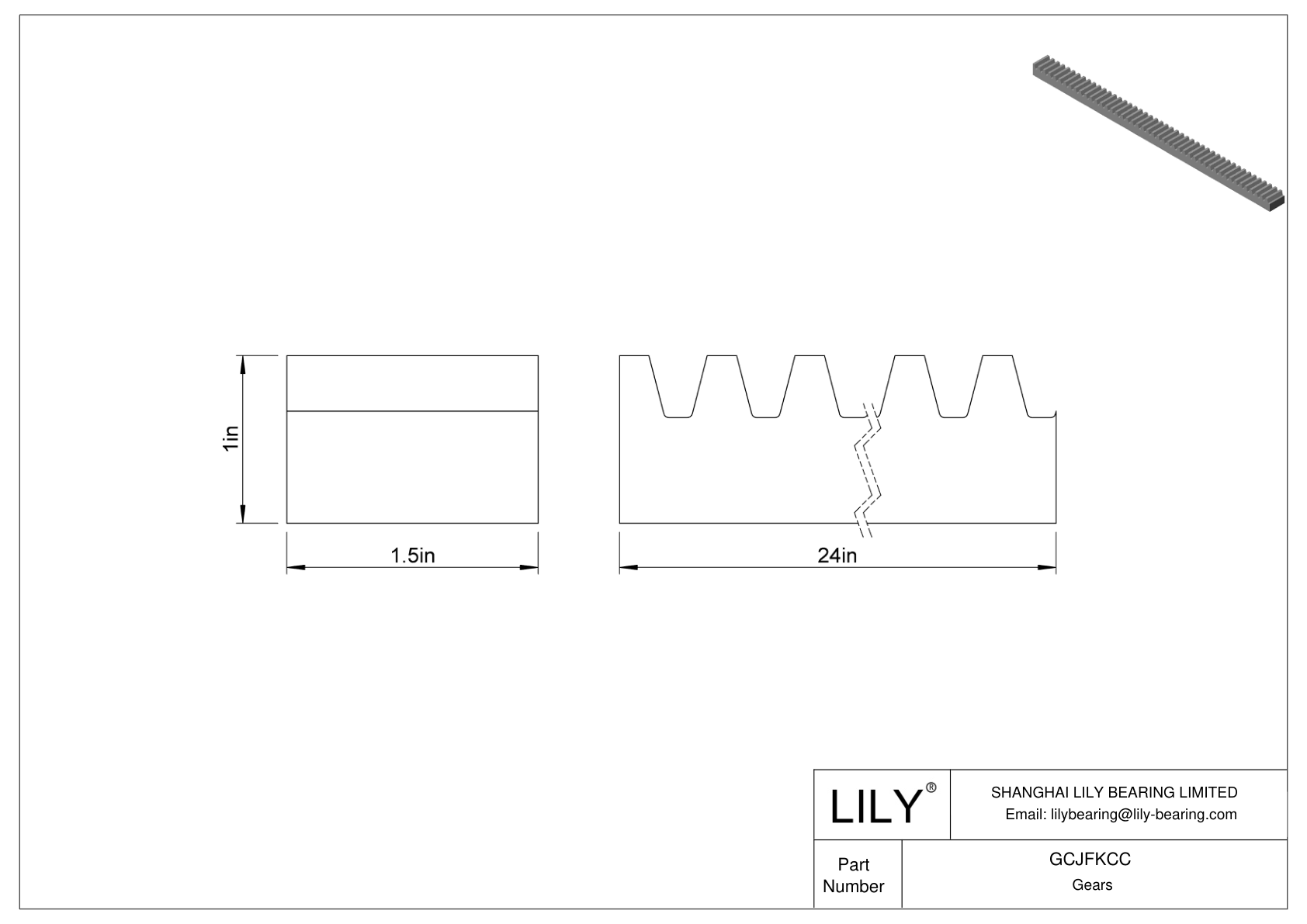 GCJFKCC Metal Gear Racks - 14 1/2° Pressure Angle cad drawing