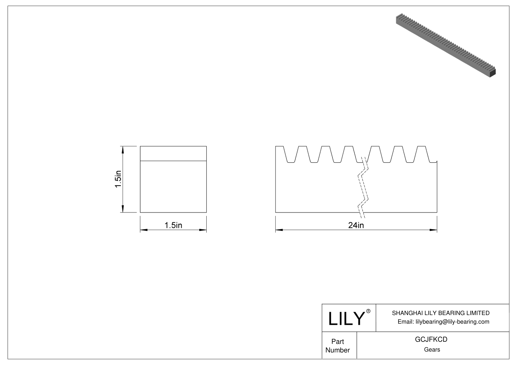 GCJFKCD Metal Gear Racks - 14 1/2° Pressure Angle cad drawing