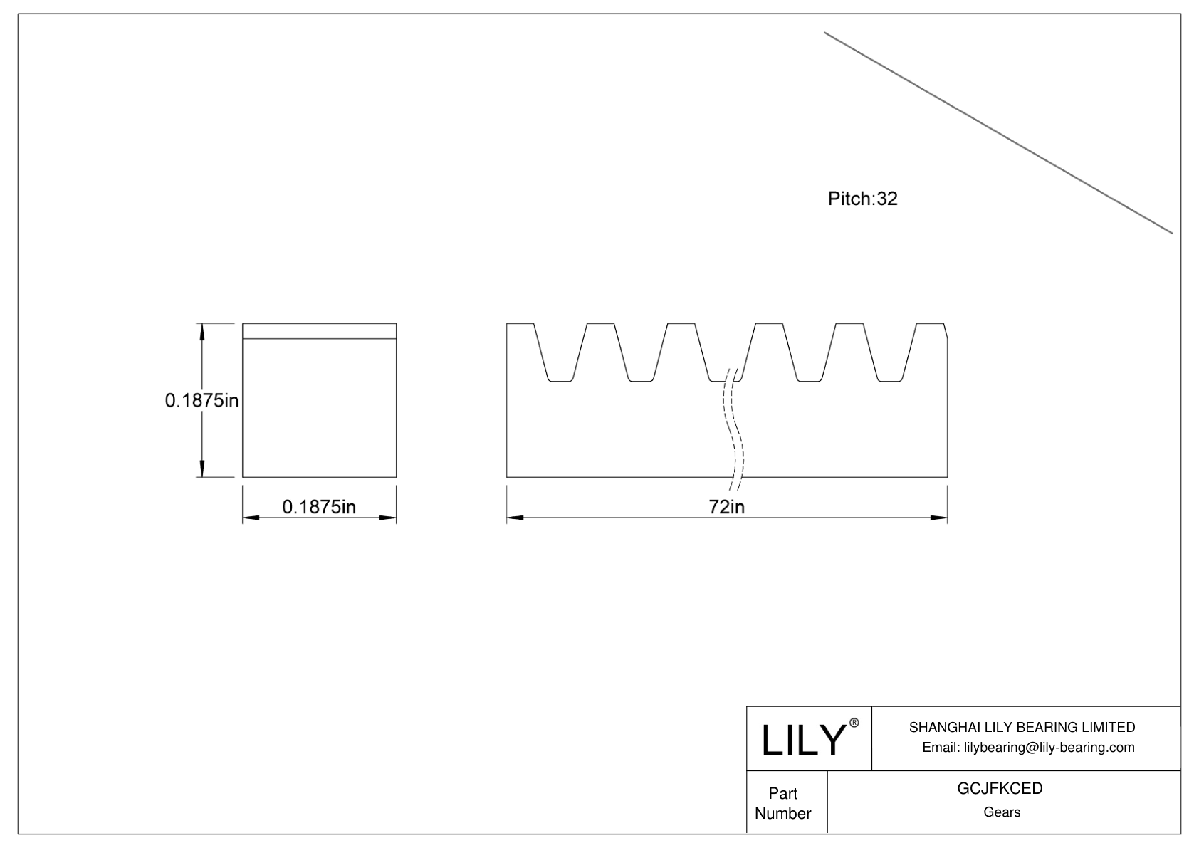 GCJFKCED 金属齿轮齿条 - 14 1/2° 压力角 cad drawing